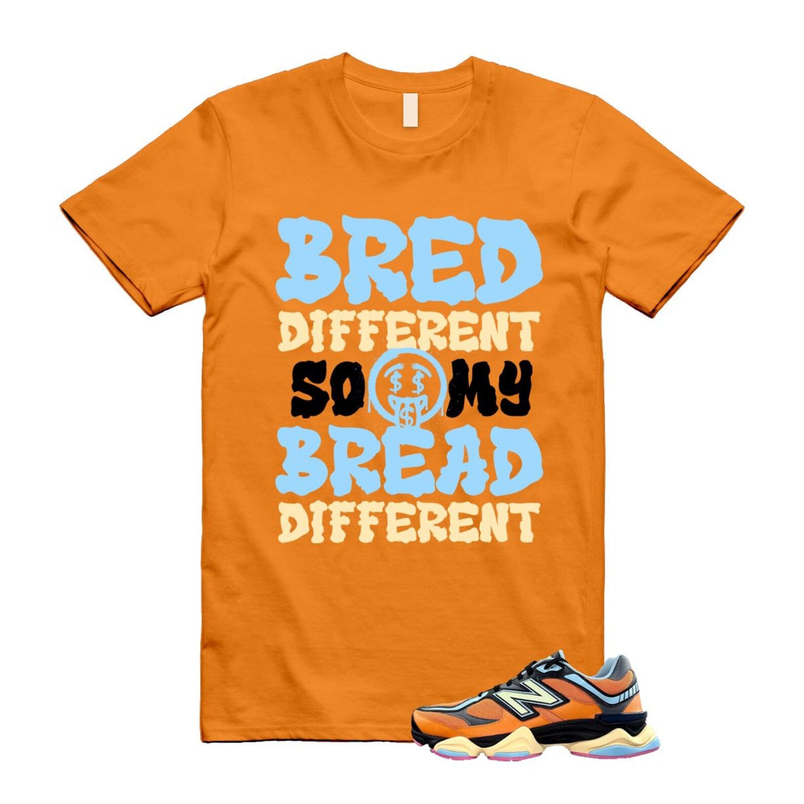 9060 Sun Glow Team Sky Blue Orange Black T Shirt Match BDBD ,GC9060OG T-Shirt, Sneaker Match Tee