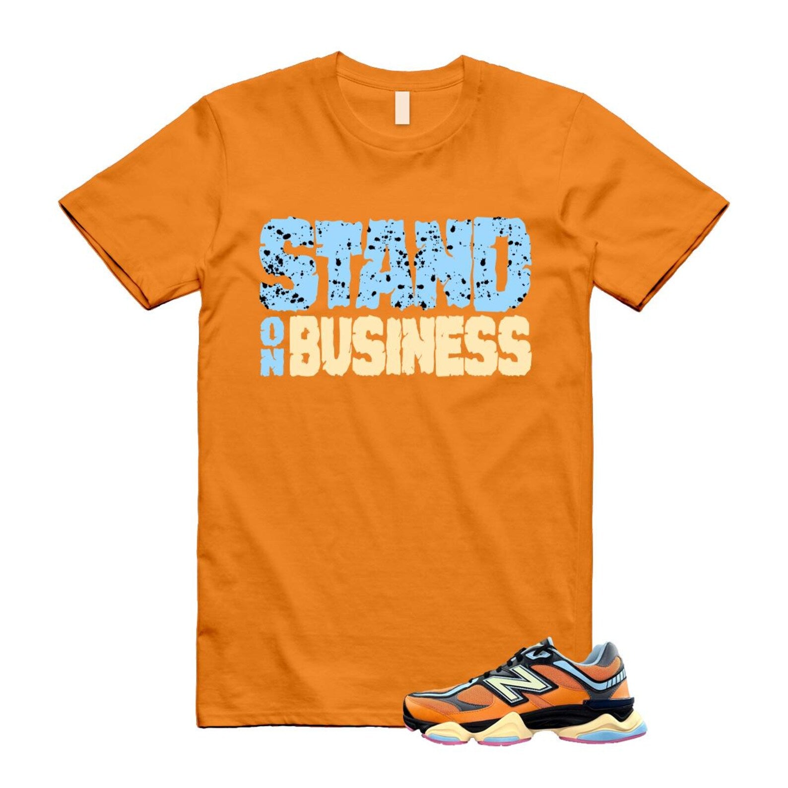 9060 Sun Glow Team Sky Blue Orange Black T Shirt Match Stand On Business ,GC9060OG T-Shirt, Sneaker Match Tee