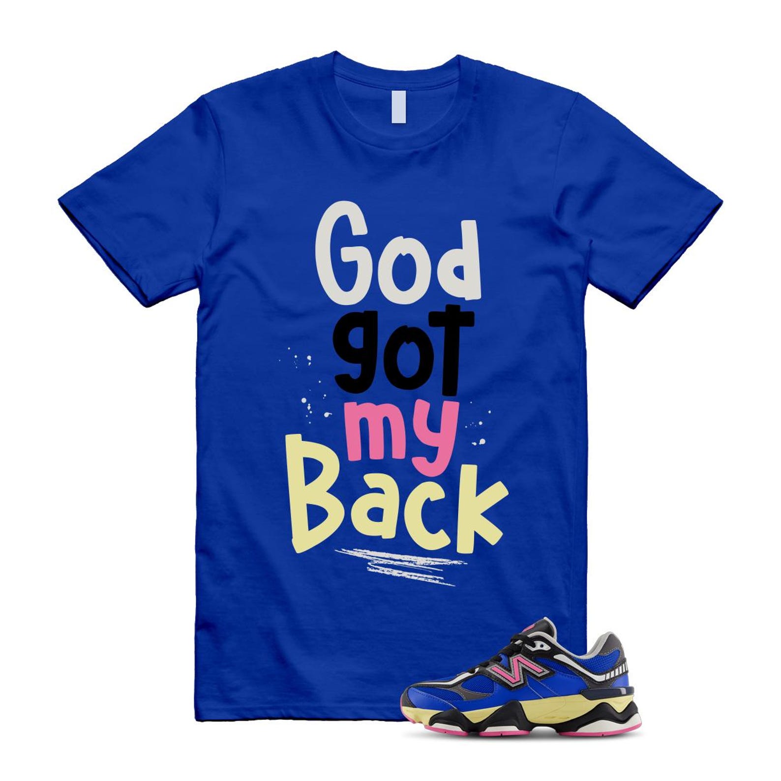 9060 Blue Oasis Real Pink Black T Shirt Match GOD ,GC9060BP T-Shirt, Sneaker Match Tee