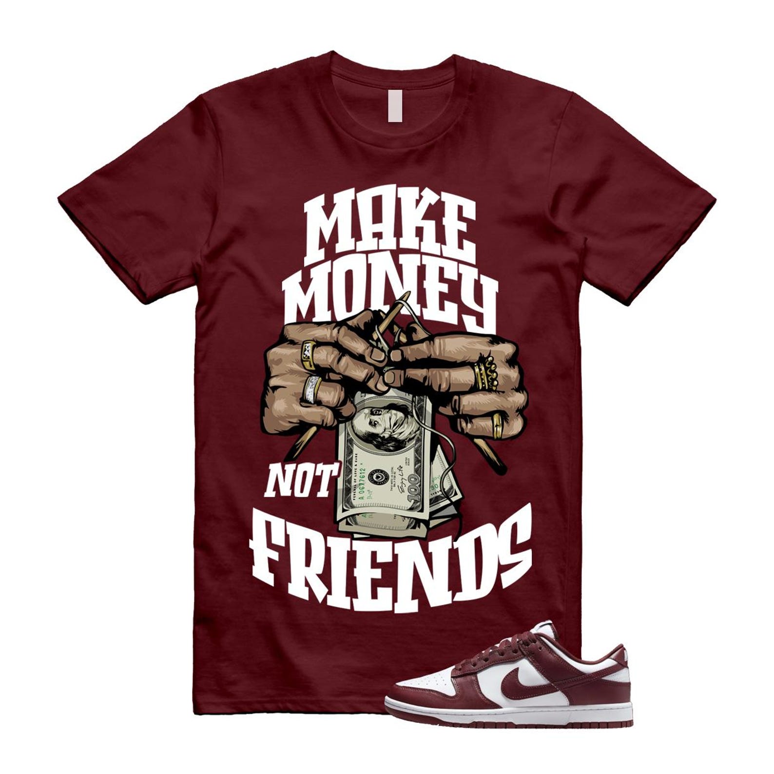 Dunk Team Red White Low Maroon Burgundy T Shirt Match MM ,DD1391-601 T-Shirt, Sneaker Match Tee