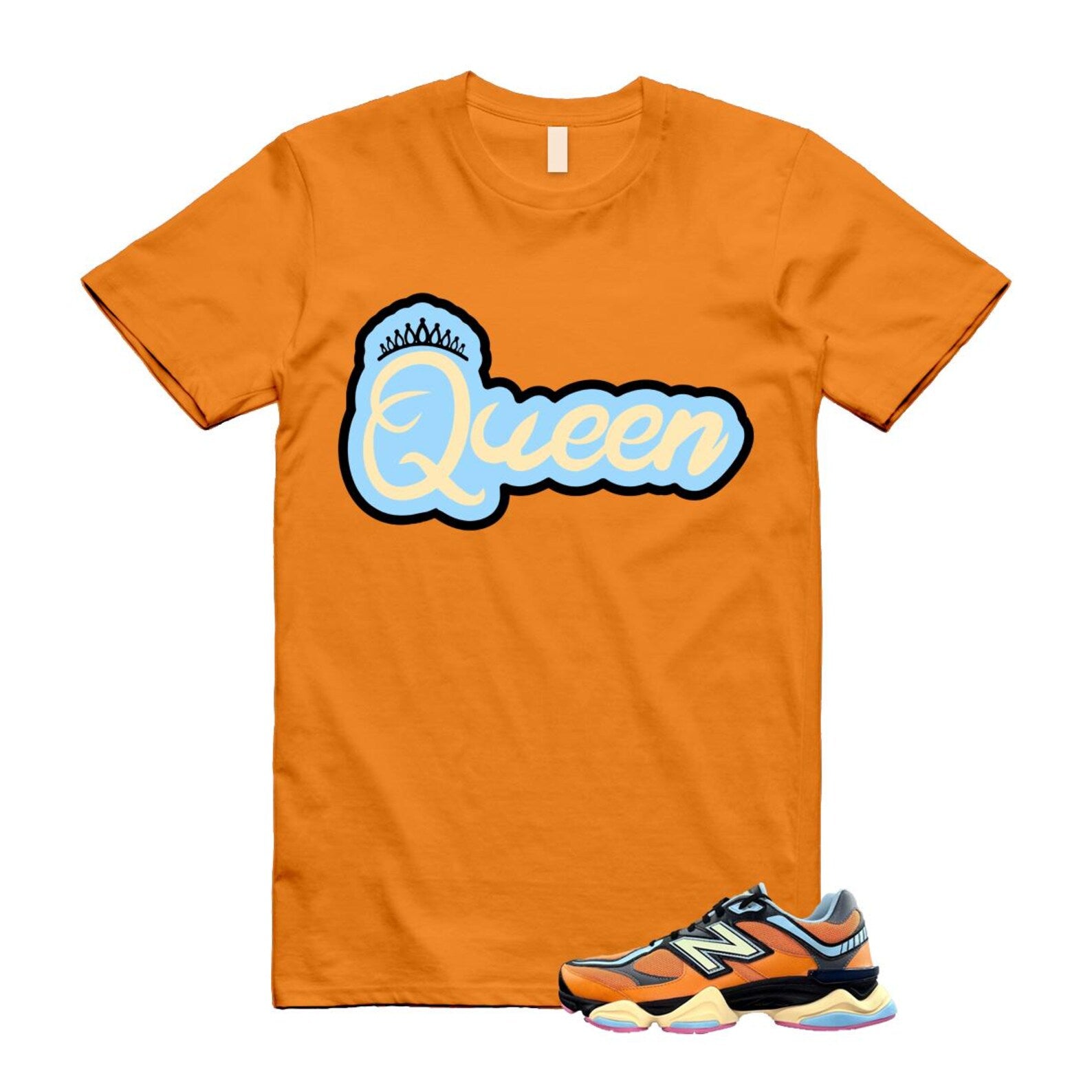 9060 Sun Glow Team Sky Blue Orange Black T Shirt Match Q2 ,GC9060OG T-Shirt, Sneaker Match Tee