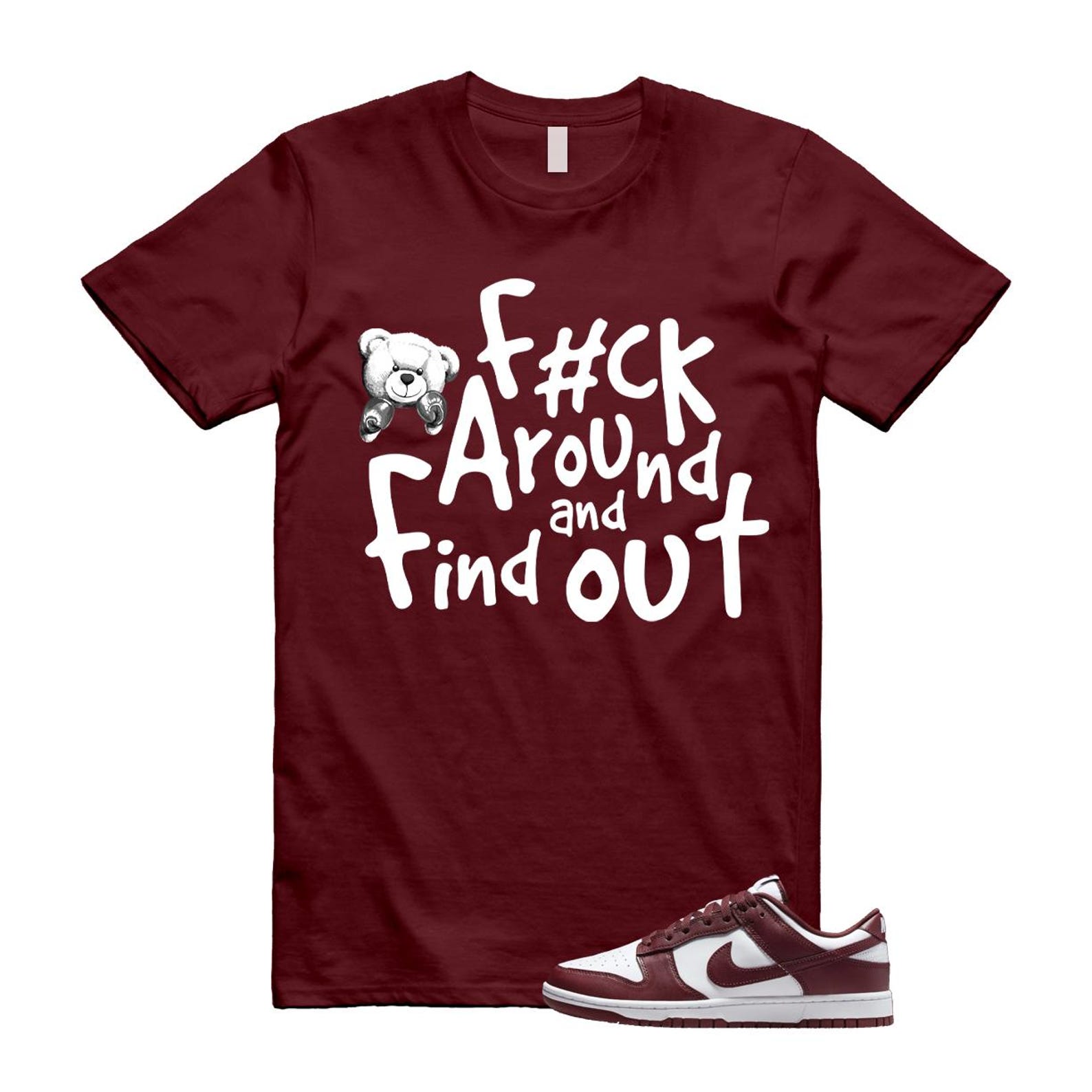 Dunk Team Red White Low Maroon Burgundy T Shirt Match FCK ,DD1391-601 T-Shirt, Sneaker Match Tee