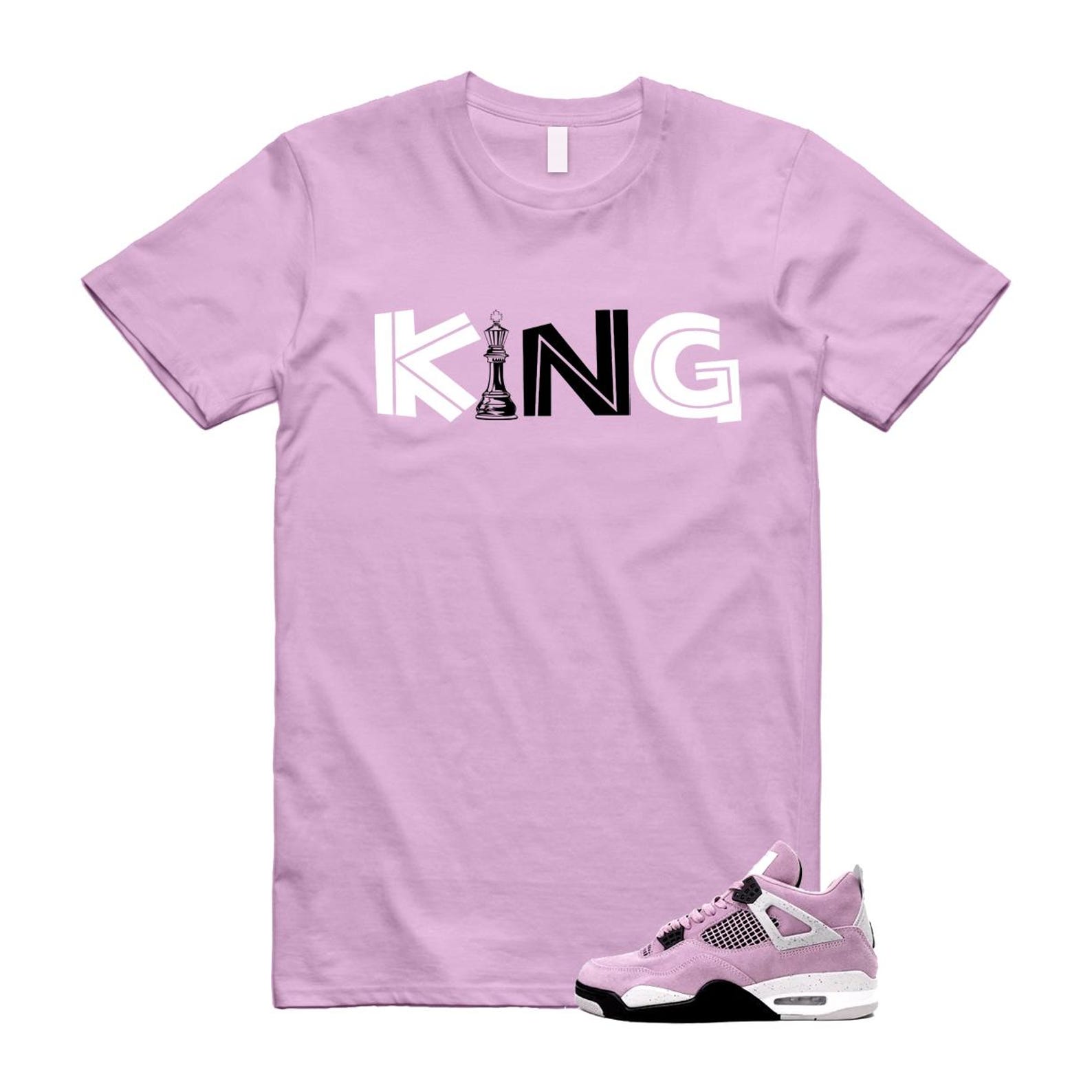 4 Orchid Neutral Grey Black White T Shirt Match KING ,AQ9129-501 T-Shirt, Sneaker Match Tee