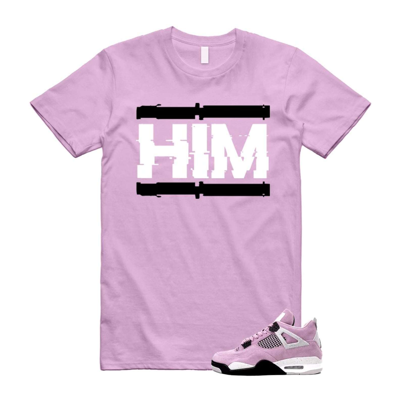 4 Orchid Neutral Grey Black White T Shirt Match HIM ,AQ9129-501 T-Shirt, Sneaker Match Tee