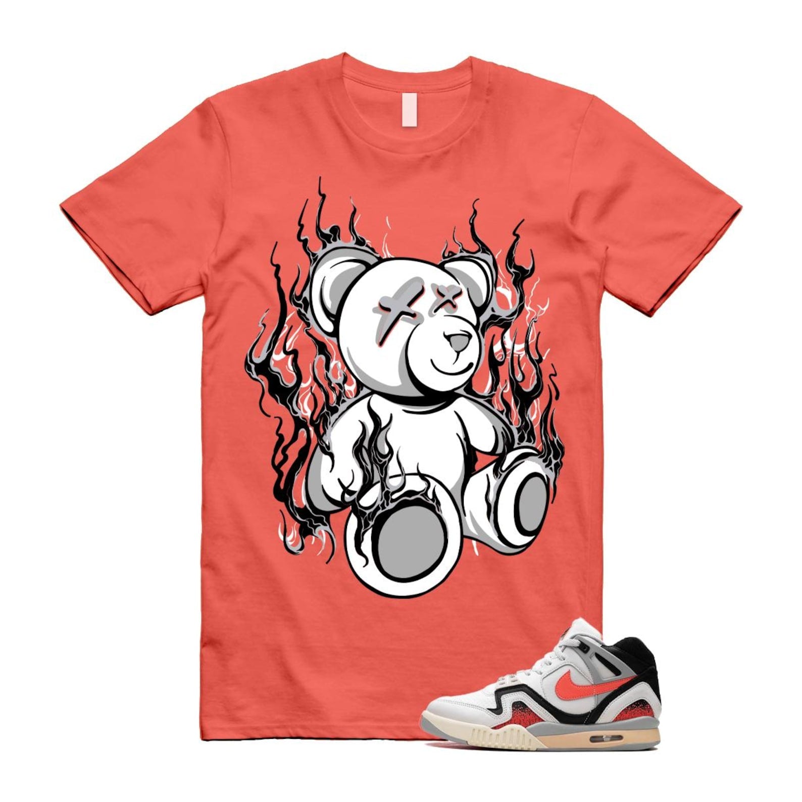 Hot Lava Air Tech Challenge II Phantom Black Pale Ivory T Shirt Match LIT ,FZ9033-001 T-Shirt, Sneaker Match Tee