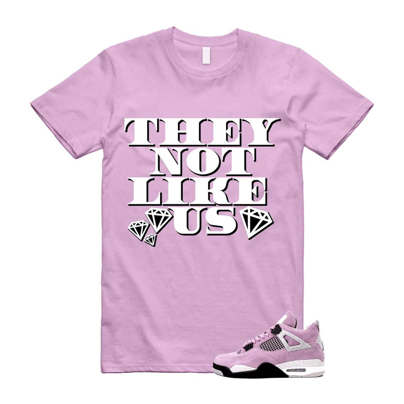 4 Orchid Neutral Grey Black White T Shirt Match US2 ,AQ9129-501 T-Shirt, Sneaker Match Tee