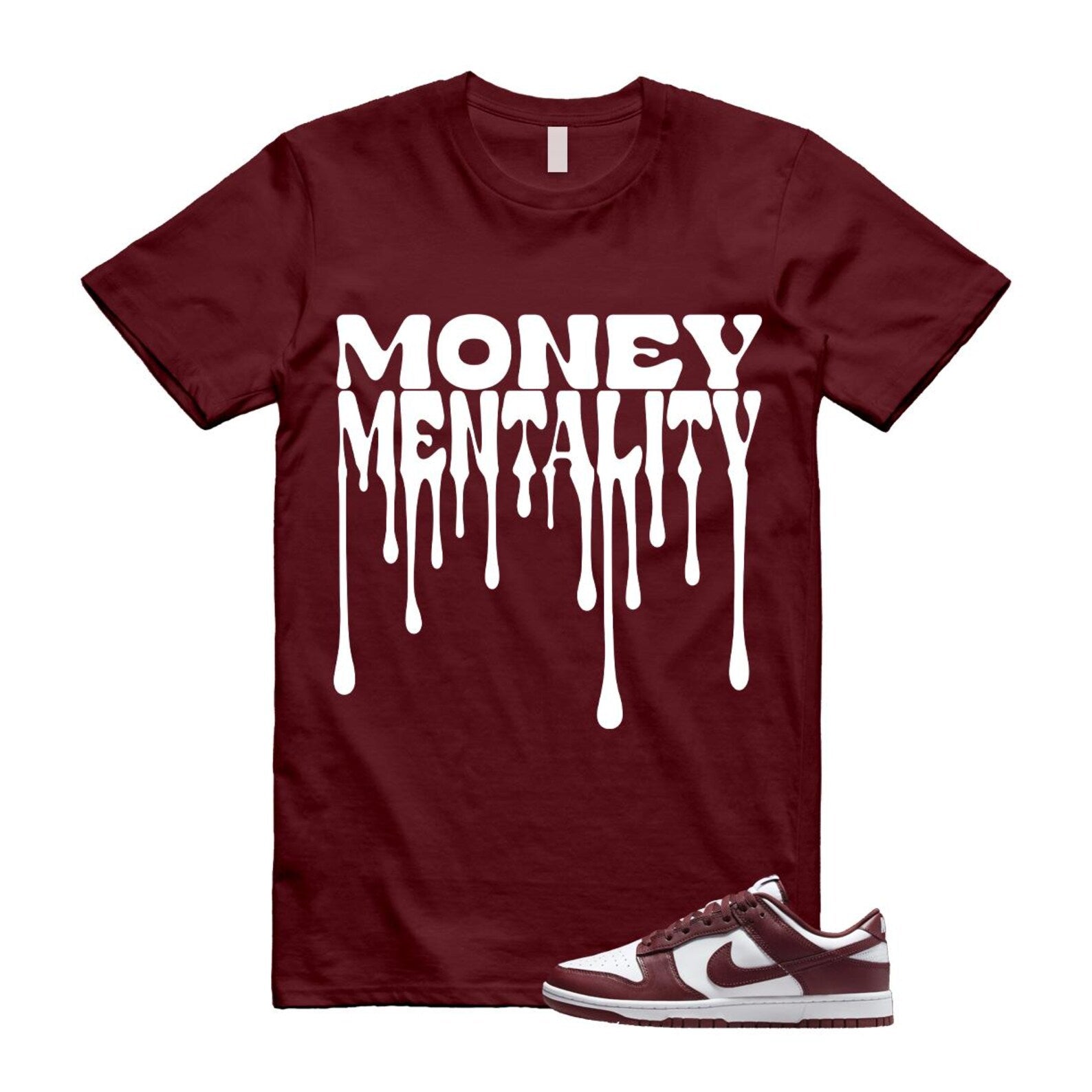 Dunk Team Red White Low Maroon Burgundy T Shirt Match MENTALITY ,DD1391-601 T-Shirt, Sneaker Match Tee