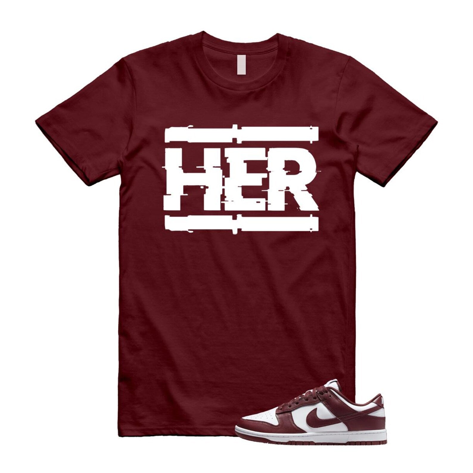 Dunk Team Red White Low Maroon Burgundy T Shirt Match HER ,DD1391-601 T-Shirt, Sneaker Match Tee