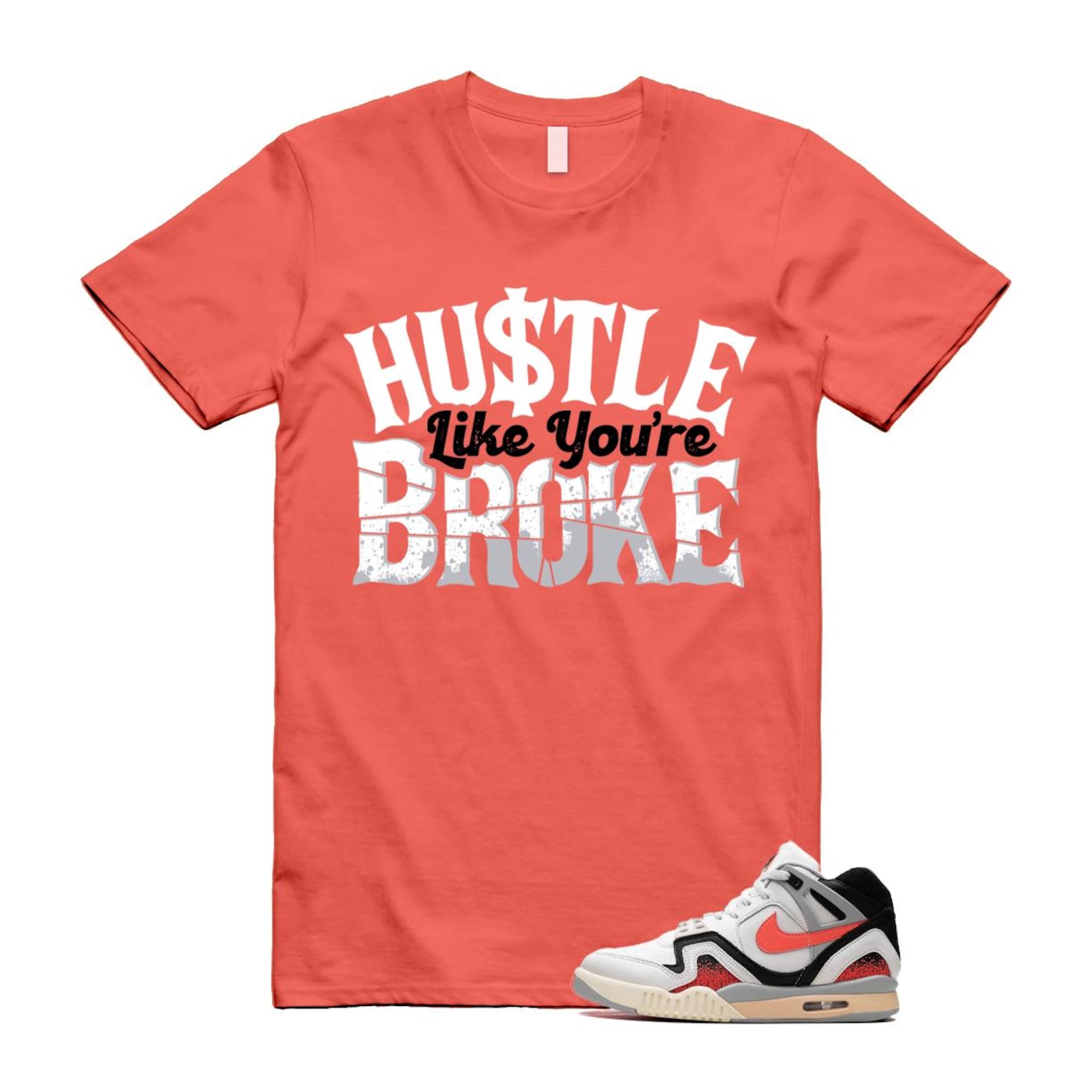 Hot Lava Air Tech Challenge II Phantom Black Pale Ivory T Shirt Match BROKE ,FZ9033-001 T-Shirt, Sneaker Match Tee