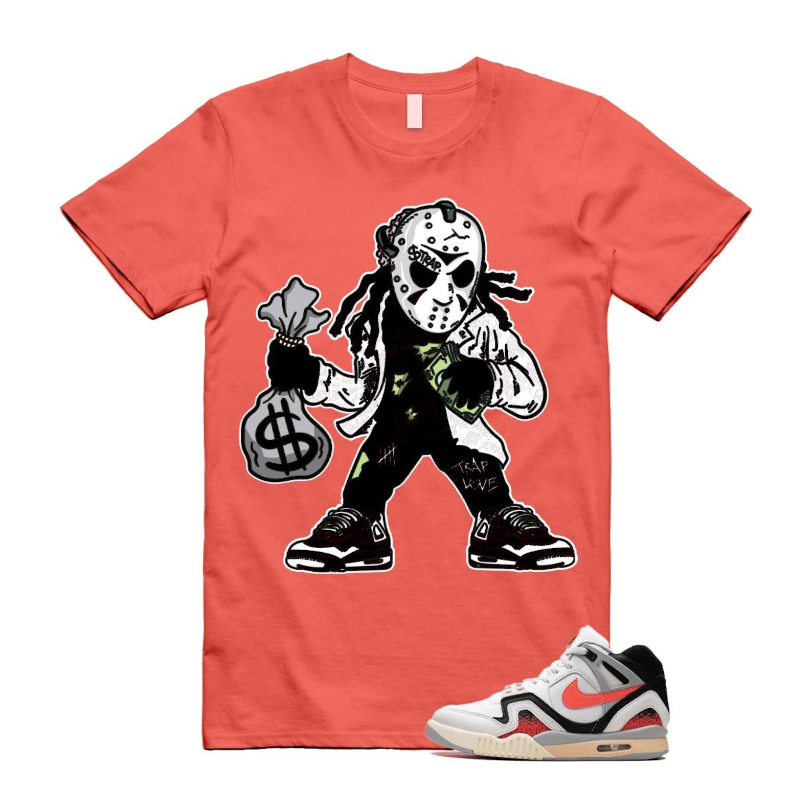 Hot Lava Air Tech Challenge II Phantom Black Pale Ivory T Shirt Match JASON ,FZ9033-001 T-Shirt, Sneaker Match Tee