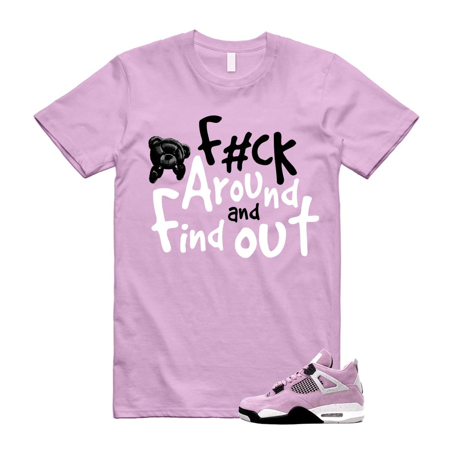 4 Orchid Neutral Grey Black White T Shirt Match FCK ,AQ9129-501 T-Shirt, Sneaker Match Tee