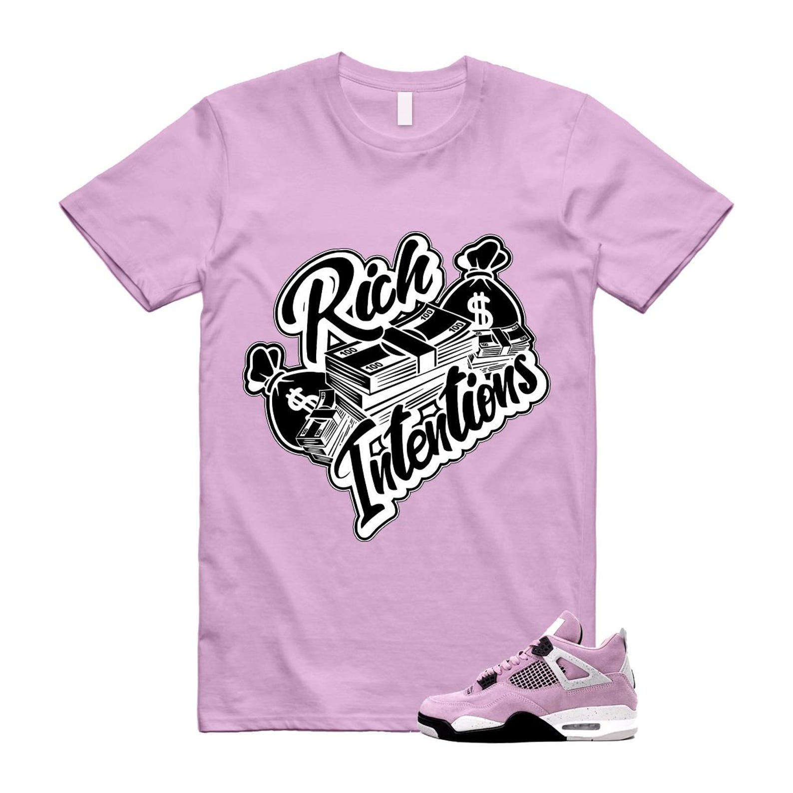 4 Orchid Neutral Grey Black White T Shirt Match RICH ,AQ9129-501 T-Shirt, Sneaker Match Tee