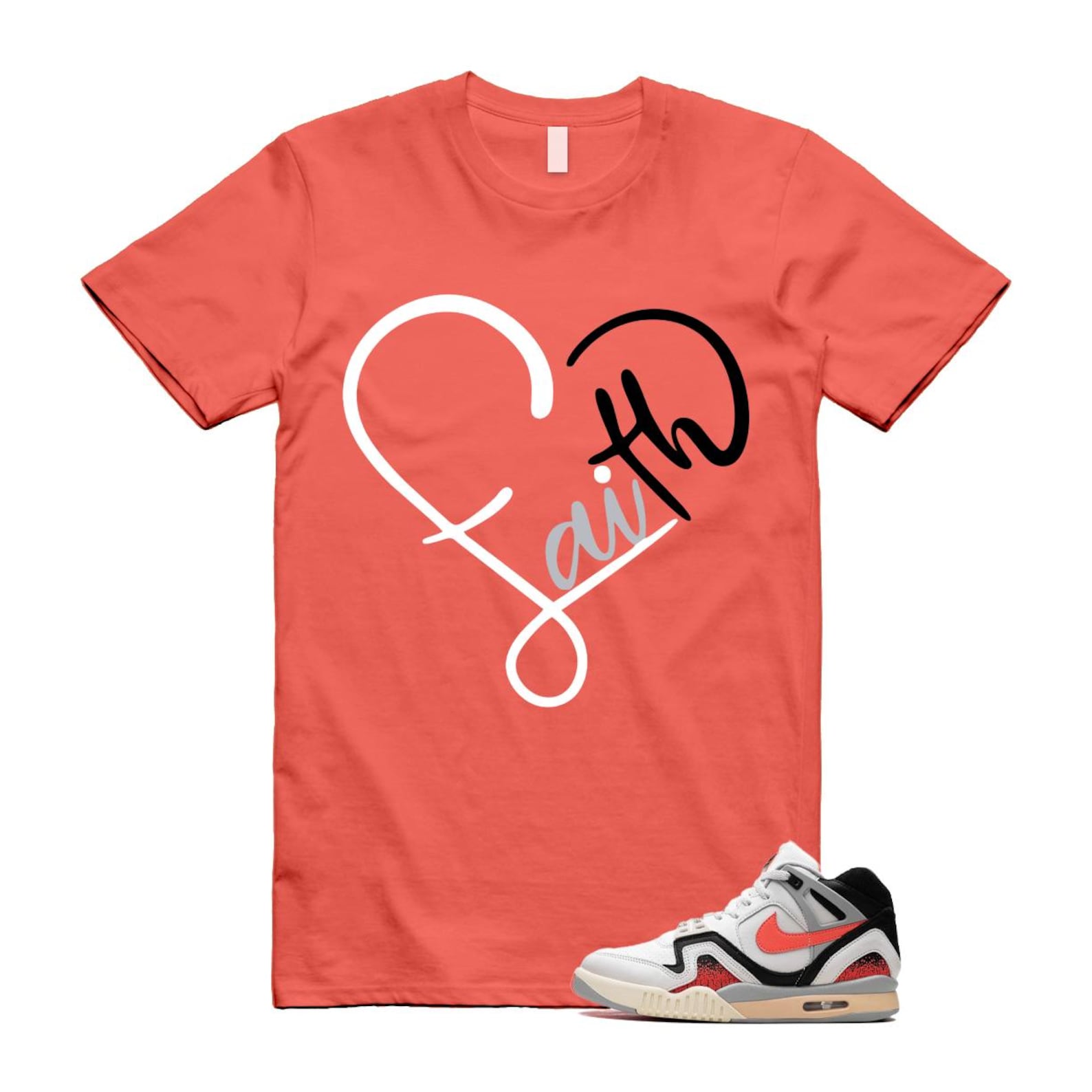 Hot Lava Air Tech Challenge II Phantom Black Pale Ivory T Shirt Match FAITH ,FZ9033-001 T-Shirt, Sneaker Match Tee