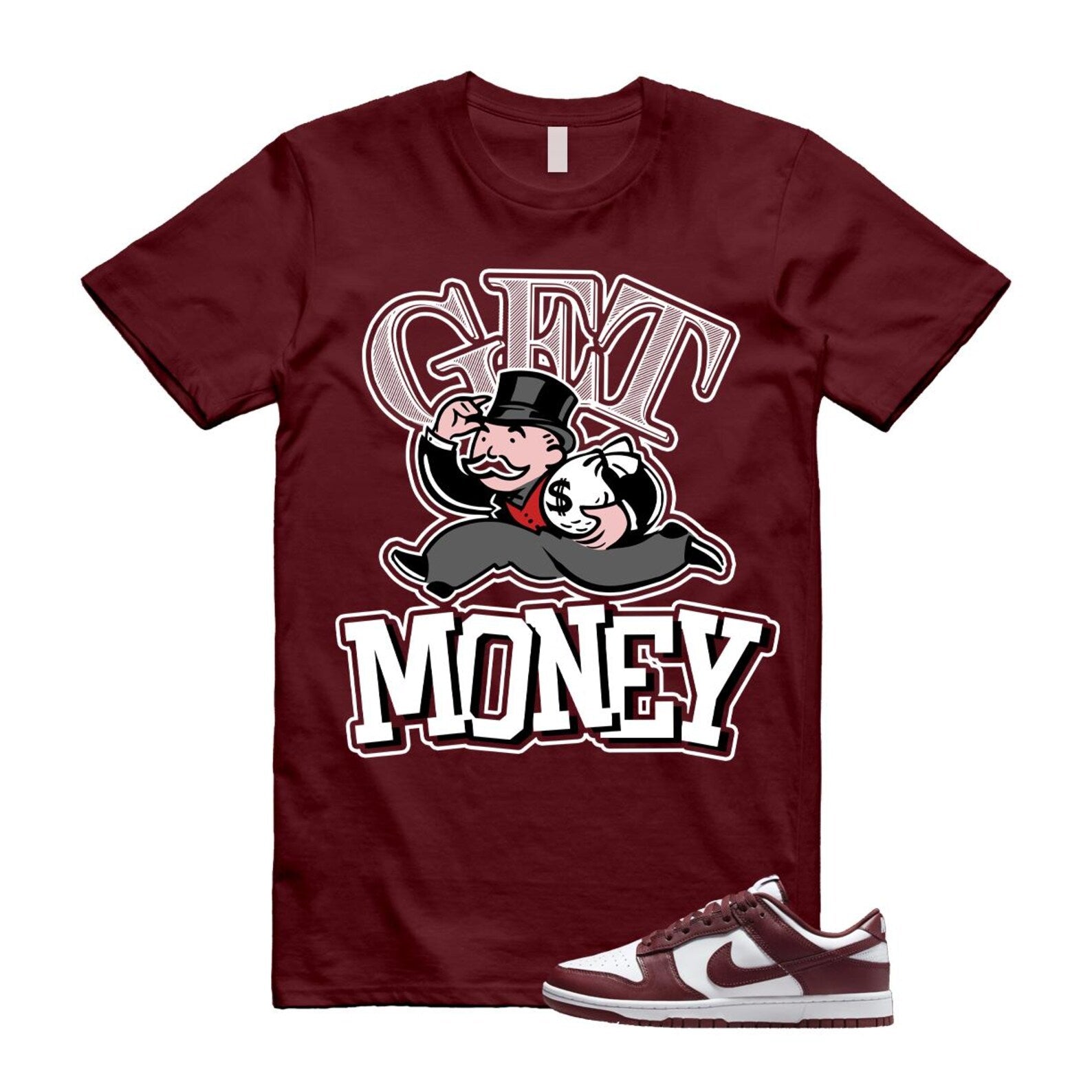Dunk Team Red White Low Maroon Burgundy T Shirt Match GM ,DD1391-601 T-Shirt, Sneaker Match Tee