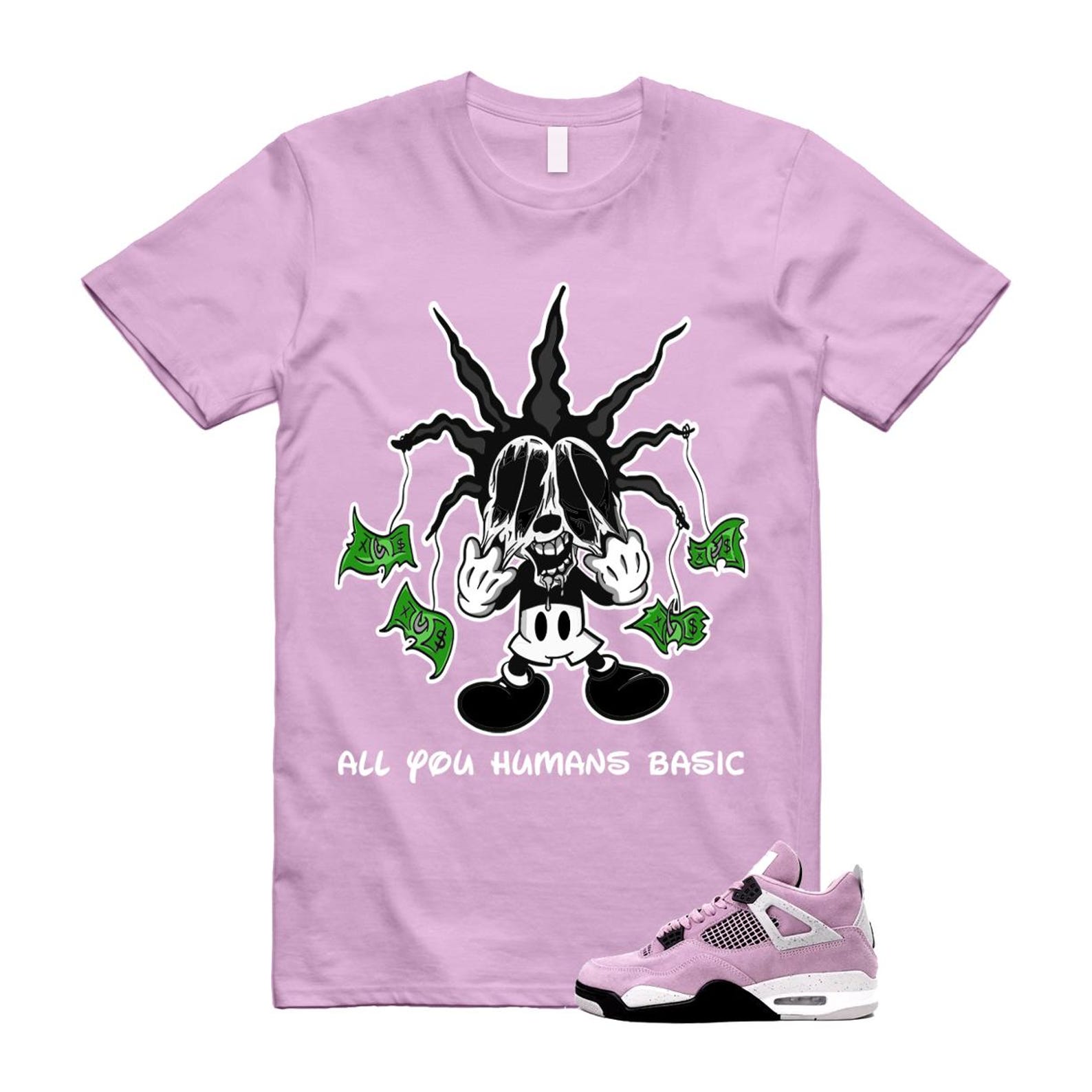 4 Orchid Neutral Grey Black White T Shirt Match HOOK ,AQ9129-501 T-Shirt, Sneaker Match Tee