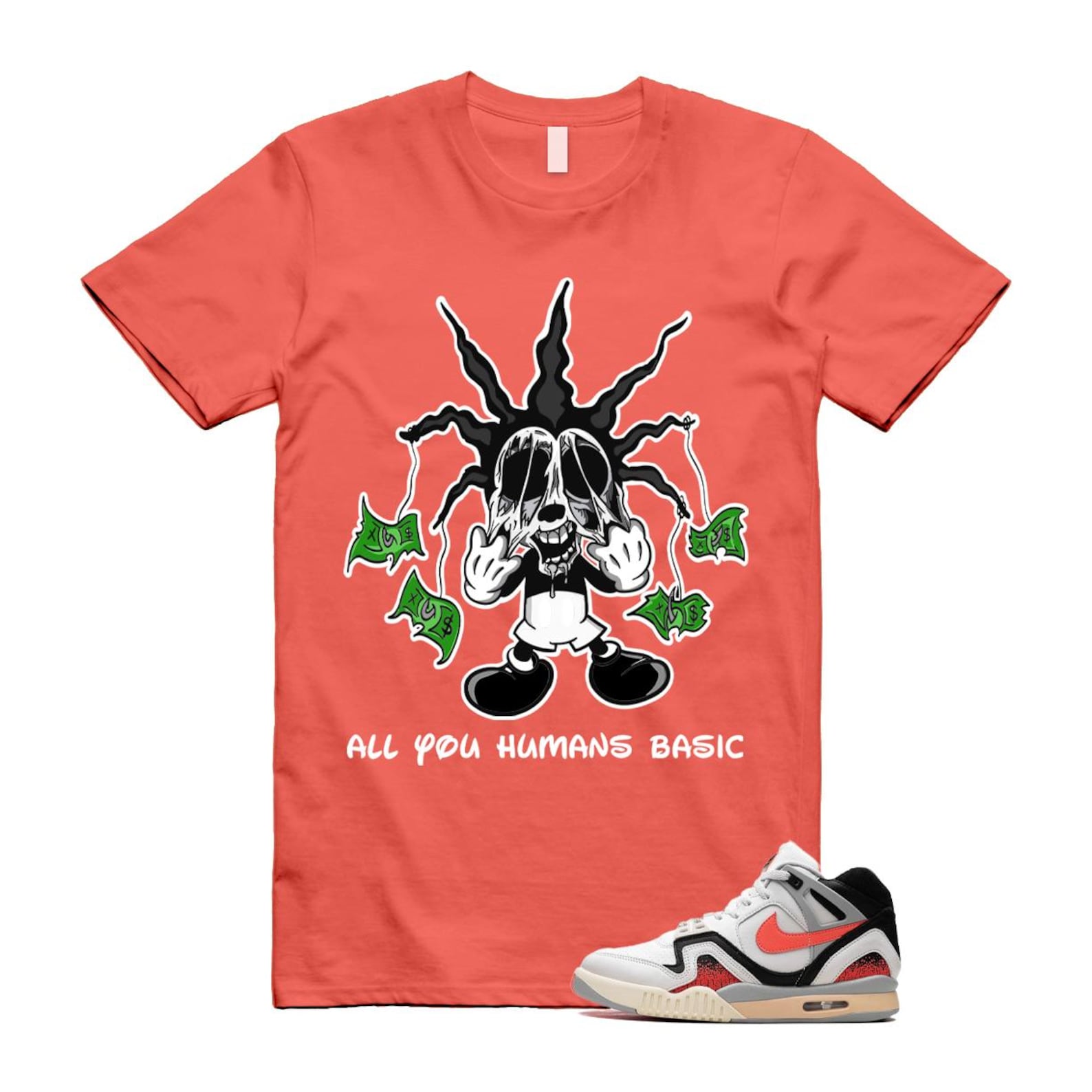 Hot Lava Air Tech Challenge II Phantom Black Pale Ivory T Shirt Match HOOK ,FZ9033-001 T-Shirt, Sneaker Match Tee