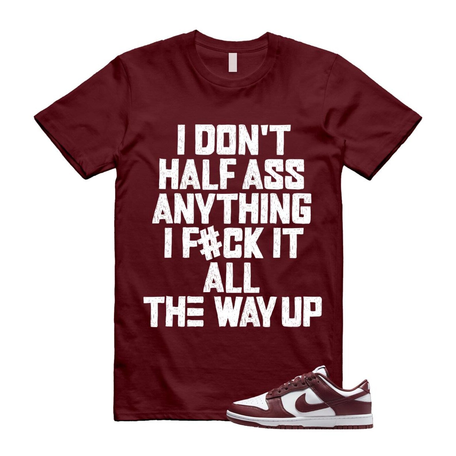 Dunk Team Red White Low Maroon Burgundy T Shirt Match HALF ,DD1391-601 T-Shirt, Sneaker Match Tee