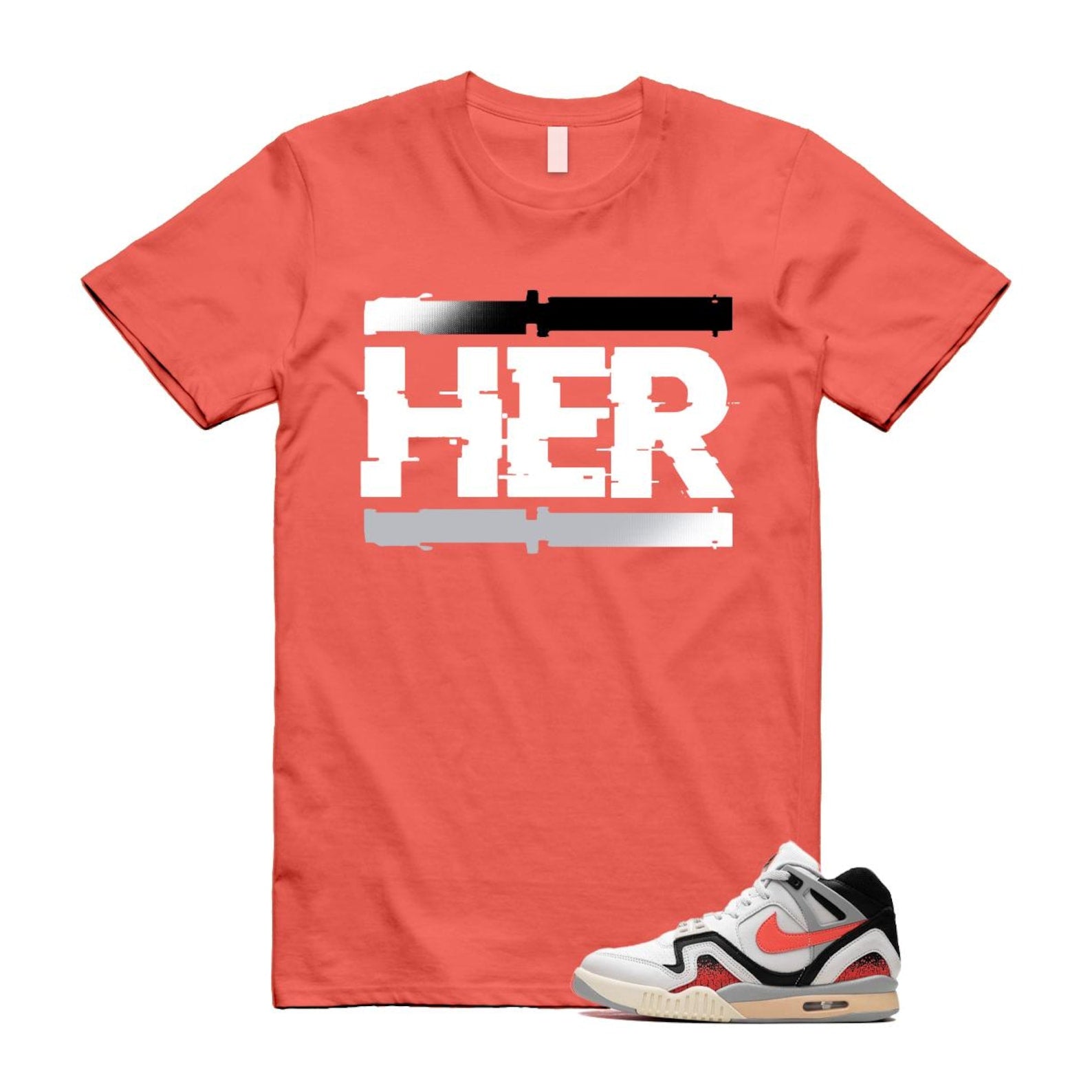 Hot Lava Air Tech Challenge II Phantom Black Pale Ivory T Shirt Match HER ,FZ9033-001 T-Shirt, Sneaker Match Tee