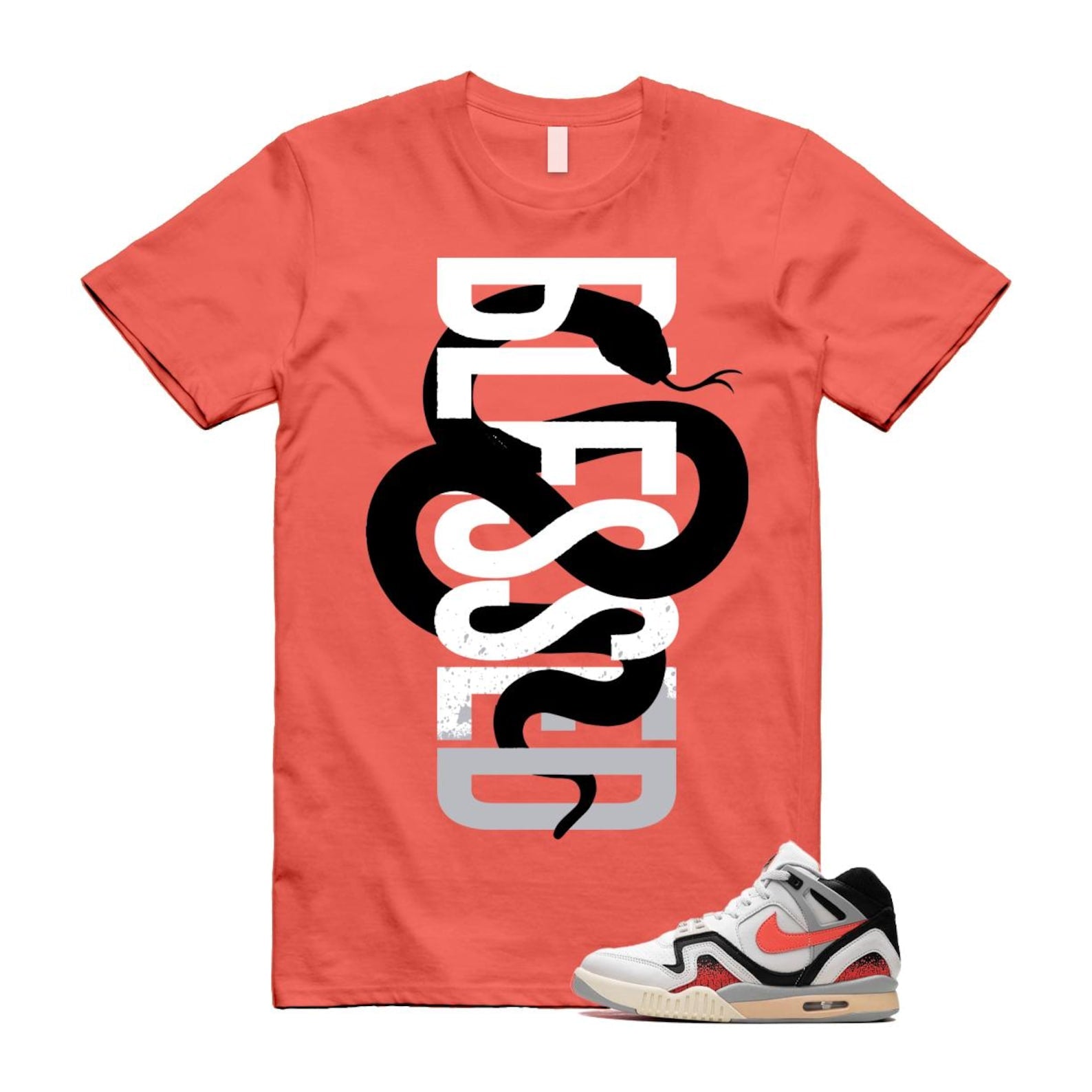 Hot Lava Air Tech Challenge II Phantom Black Pale Ivory T Shirt Match SNAKEBLS ,FZ9033-001 T-Shirt, Sneaker Match Tee