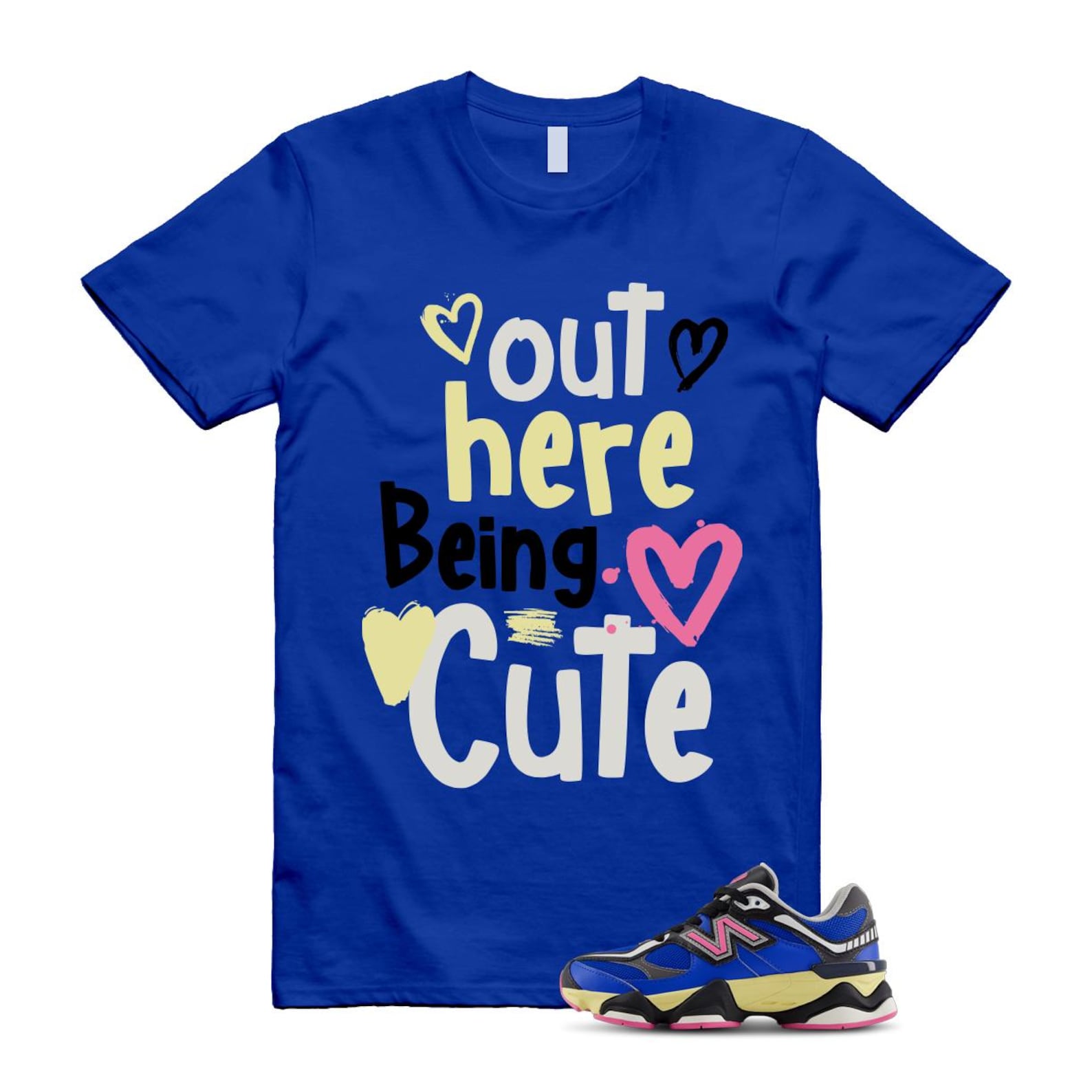 9060 Blue Oasis Real Pink Black T Shirt Match Out Here Being Cute ,GC9060BP T-Shirt, Sneaker Match Tee