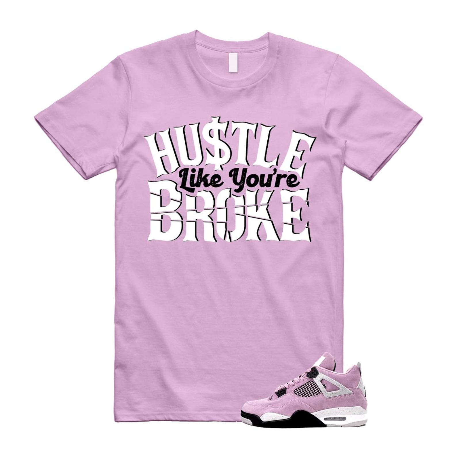 4 Orchid Neutral Grey Black White T Shirt Match BROKE ,AQ9129-501 T-Shirt, Sneaker Match Tee