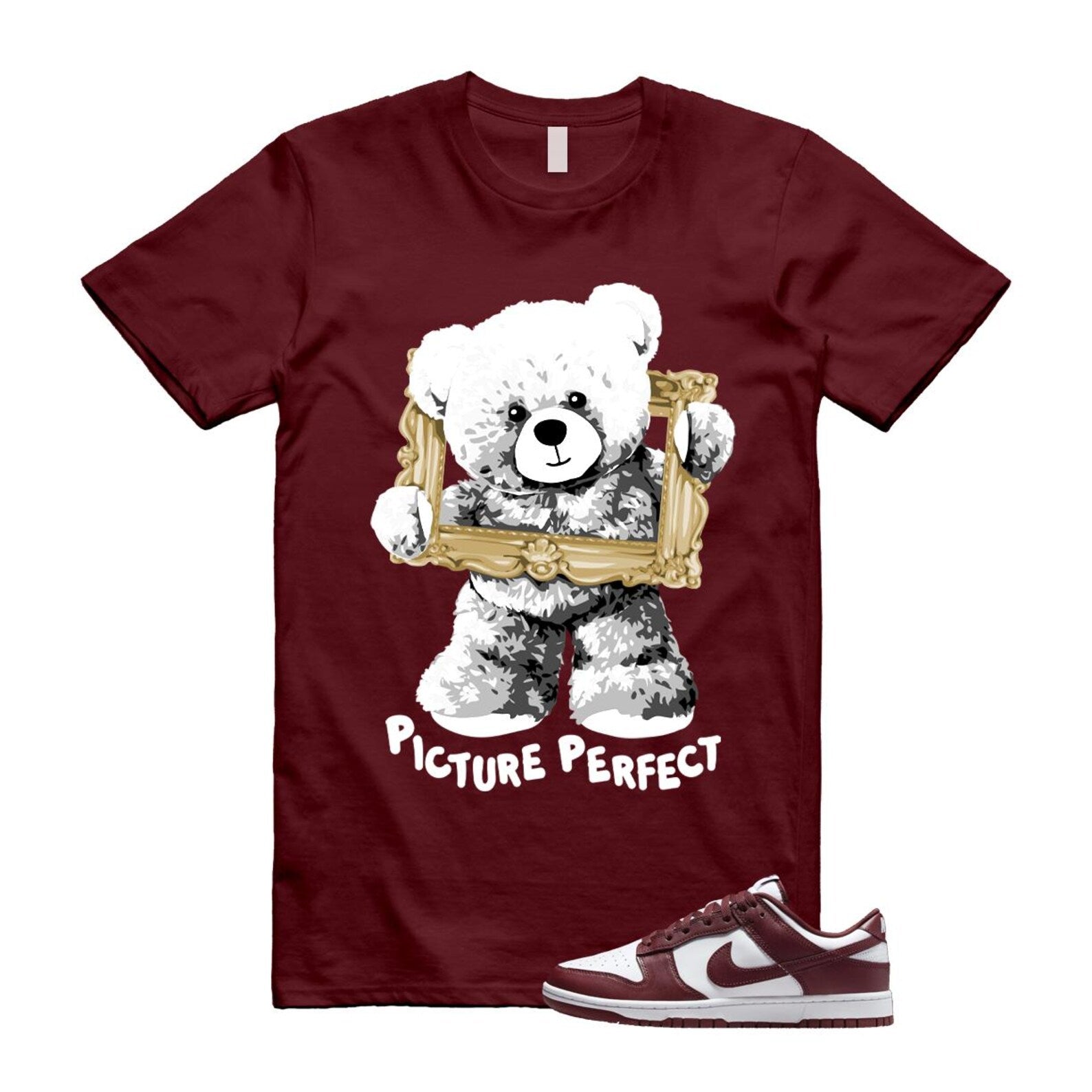 Dunk Team Red White Low Maroon Burgundy T Shirt Match PIC ,DD1391-601 T-Shirt, Sneaker Match Tee