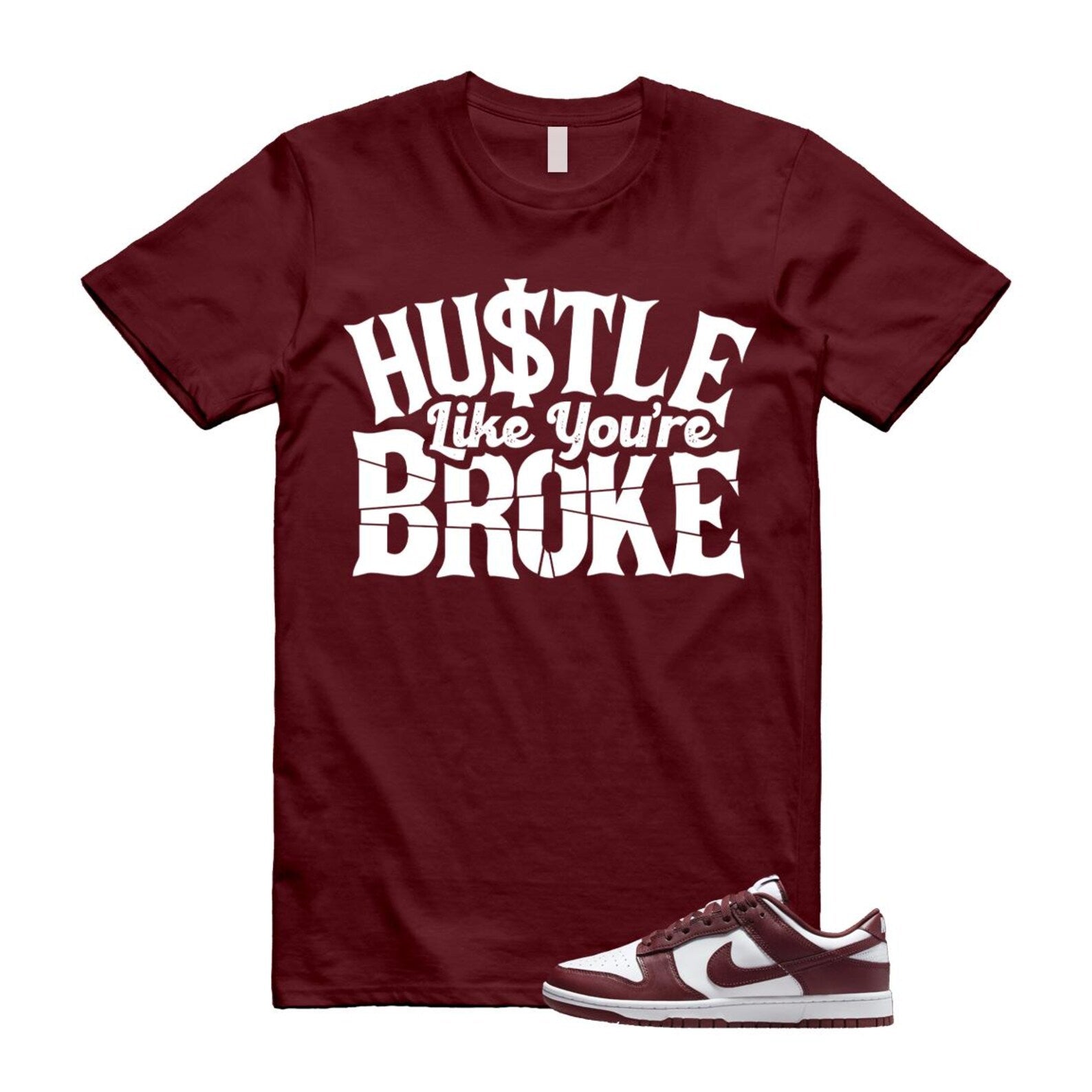 Dunk Team Red White Low Maroon Burgundy T Shirt Match BROKE ,DD1391-601 T-Shirt, Sneaker Match Tee