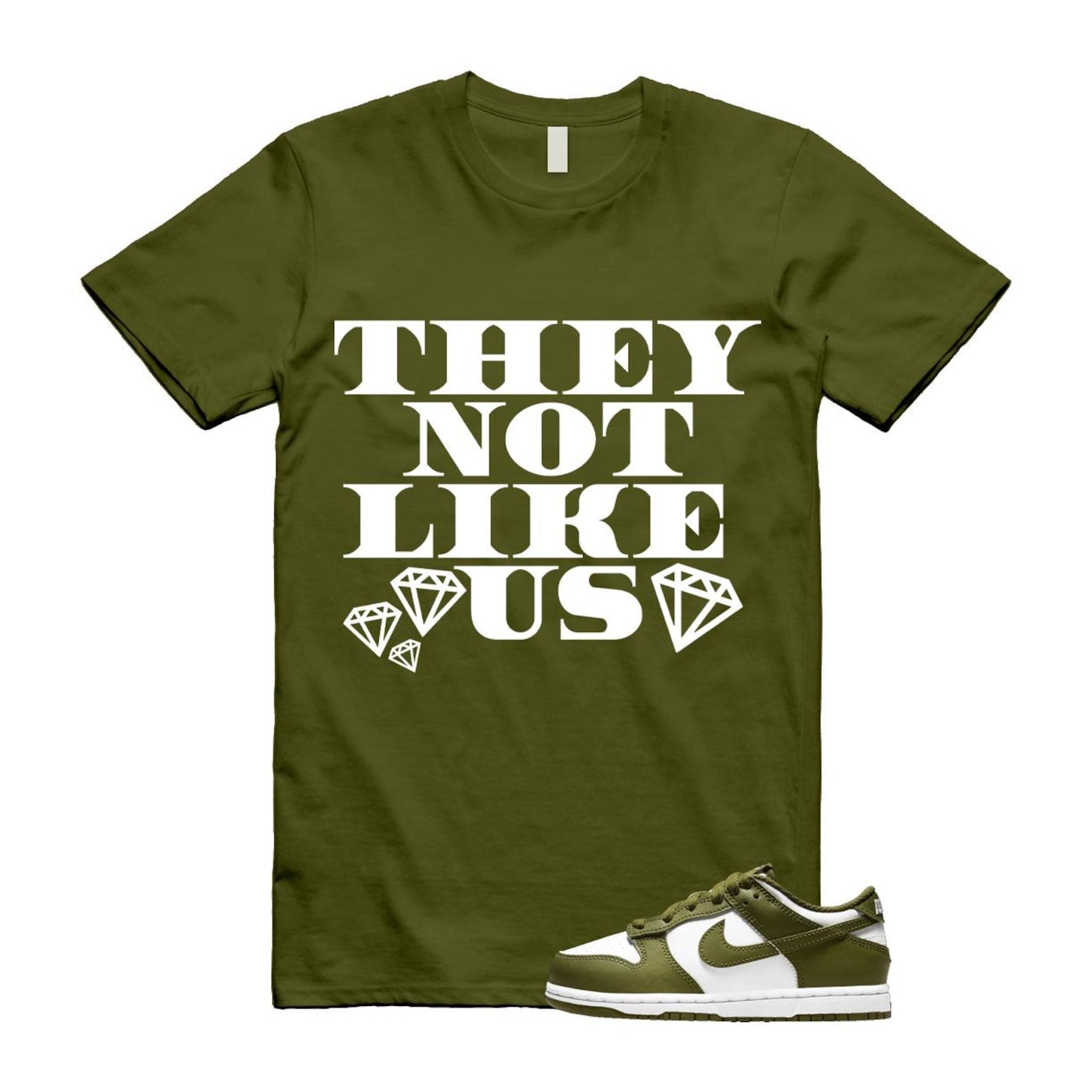 Dunk Pacific Moss White Low Retro T Shirt Match US2 ,DV0833-105 T-Shirt, Sneaker Match Tee