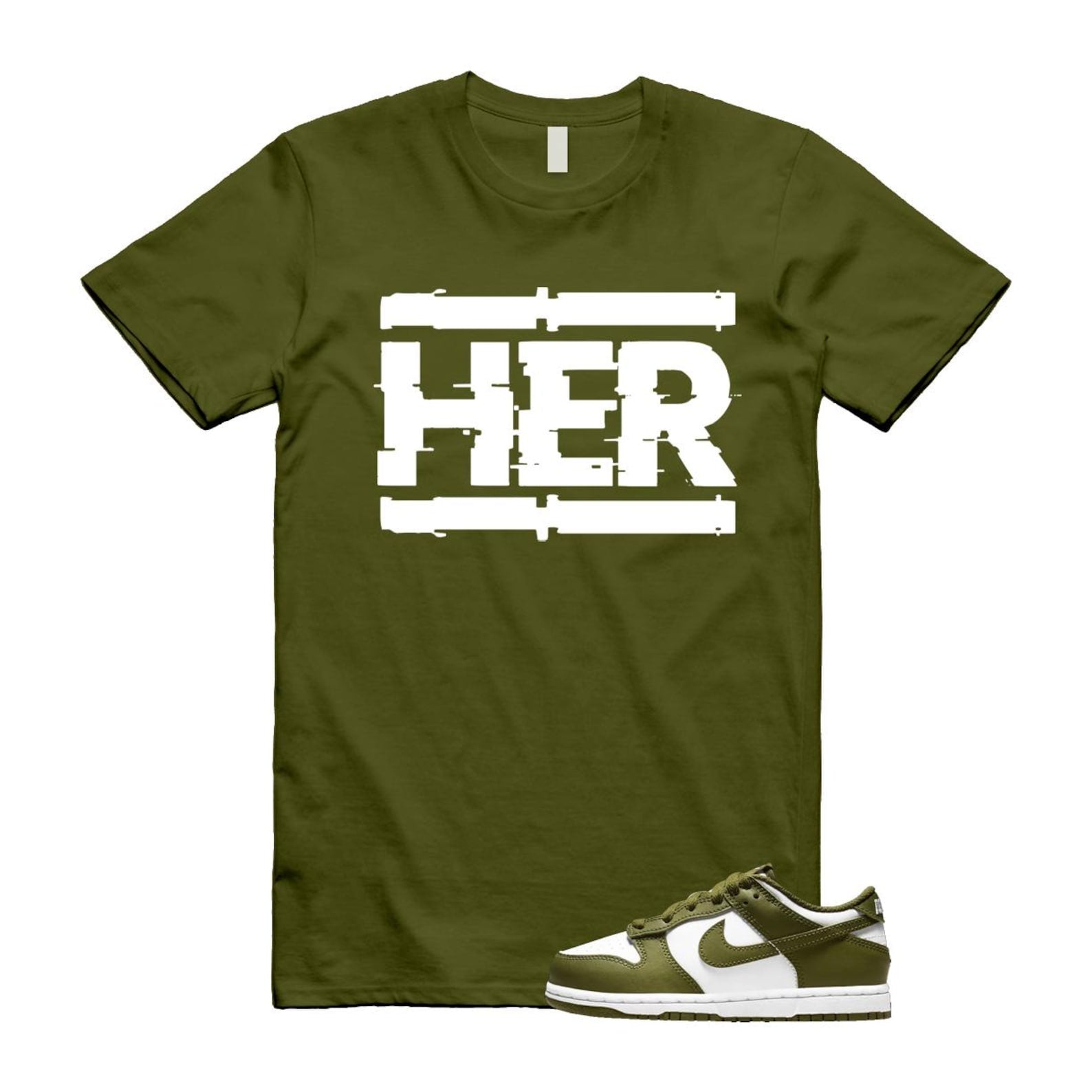 Dunk Pacific Moss White Low Retro T Shirt Match HER ,DV0833-105 T-Shirt, Sneaker Match Tee