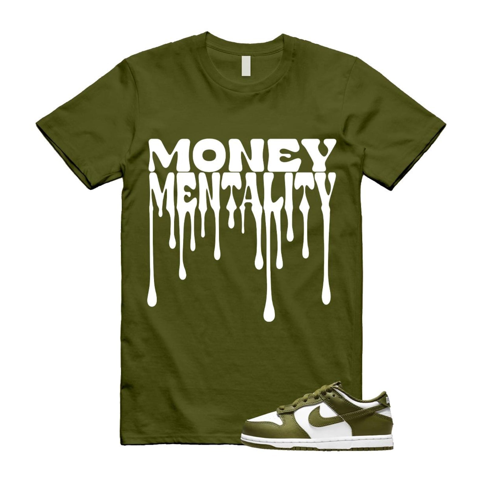 Dunk Pacific Moss White Low Retro T Shirt Match MENTALITY ,DV0833-105 T-Shirt, Sneaker Match Tee