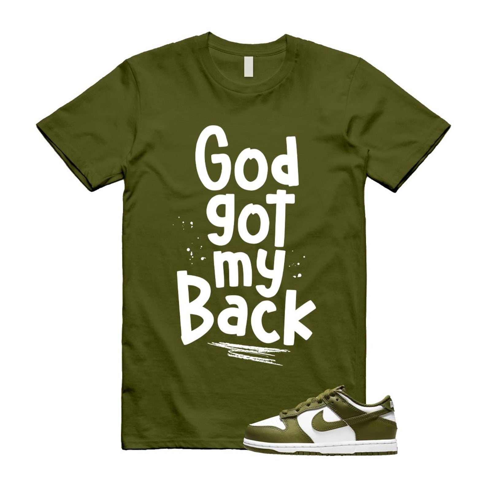 Dunk Pacific Moss White Low Retro T Shirt Match GOD ,DV0833-105 T-Shirt, Sneaker Match Tee