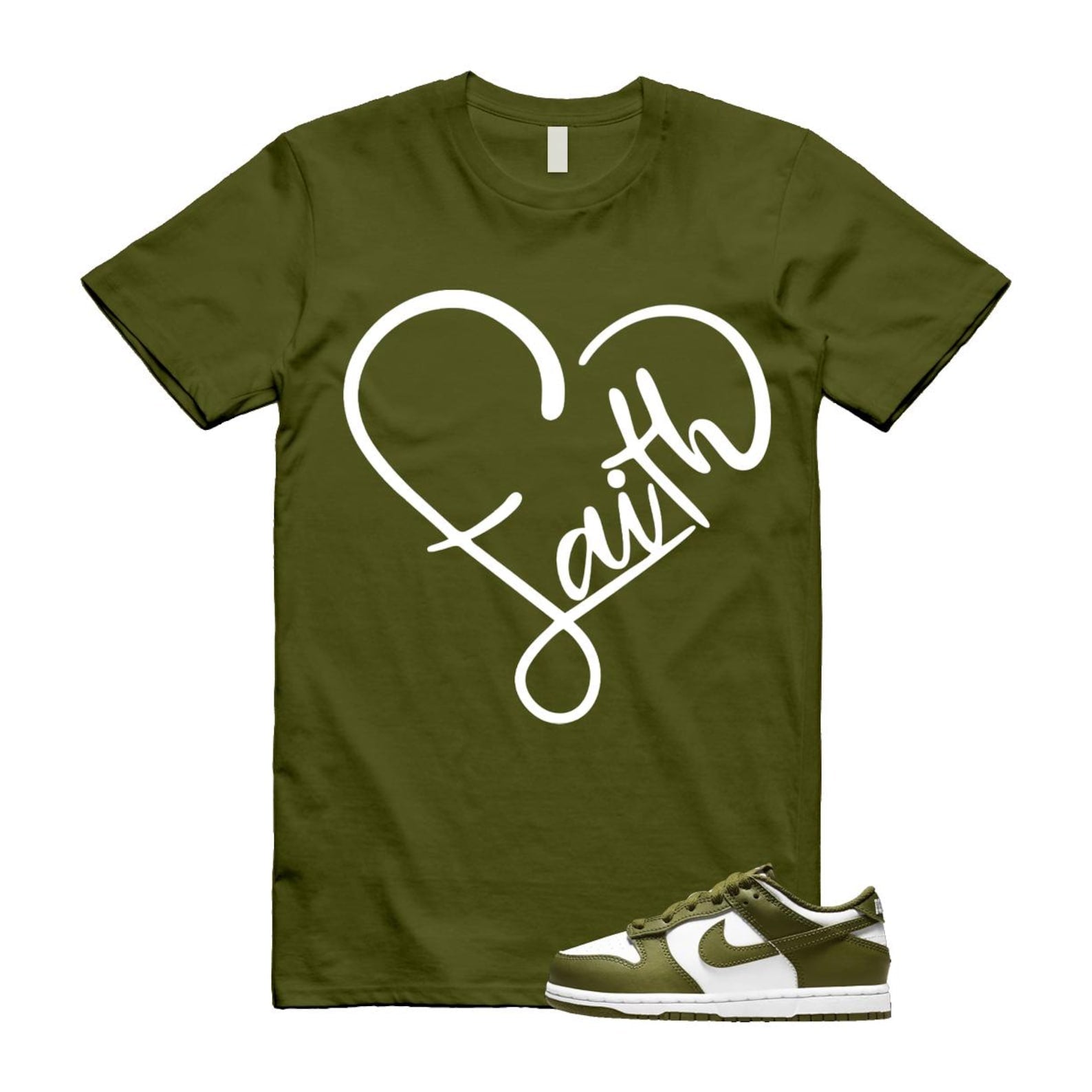 Dunk Pacific Moss White Low Retro T Shirt Match FAITH ,DV0833-105 T-Shirt, Sneaker Match Tee