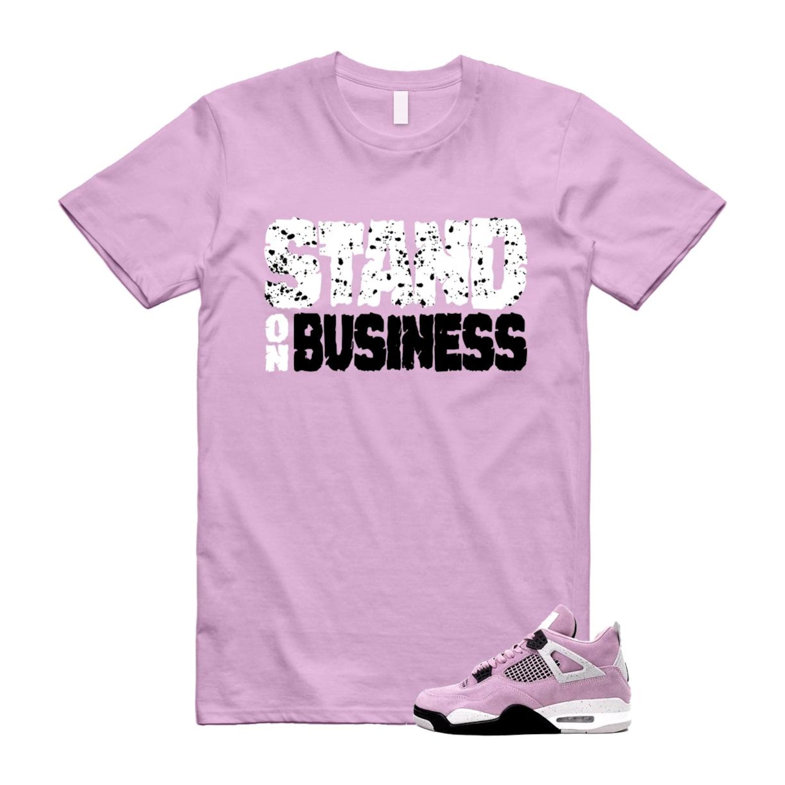 4 Orchid Neutral Grey Black White T Shirt Match Stand On Business ,AQ9129-501 T-Shirt, Sneaker Match Tee