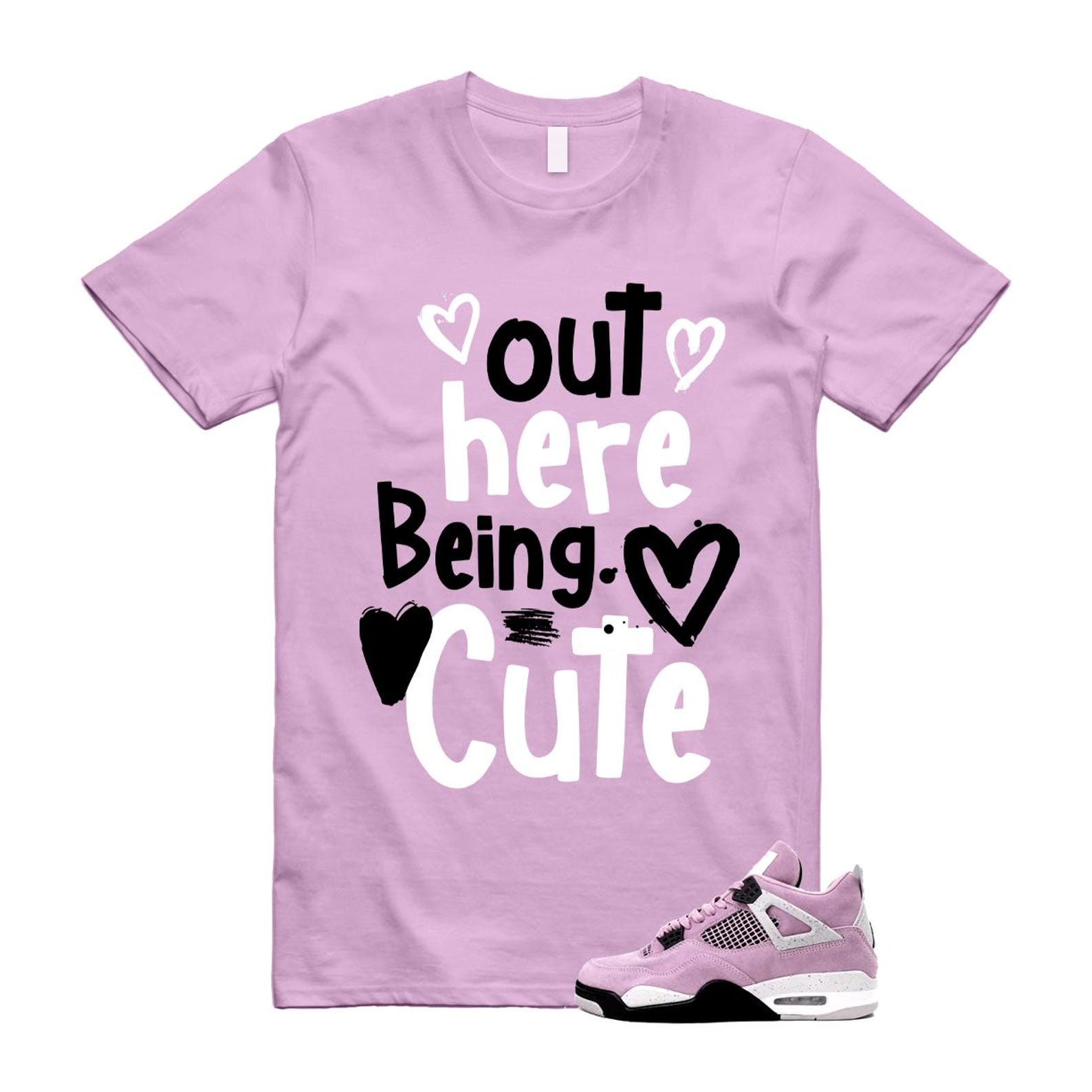 4 Orchid Neutral Grey Black White T Shirt Match Out Here Being Cute ,AQ9129-501 T-Shirt, Sneaker Match Tee