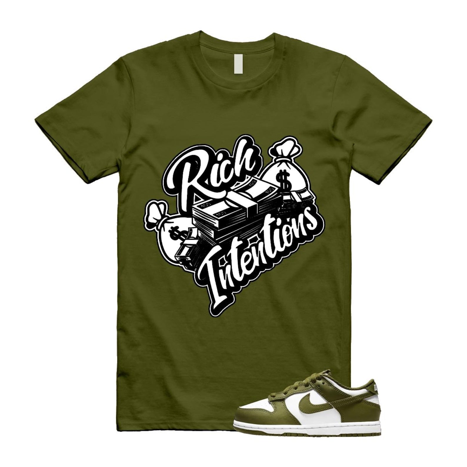 Dunk Pacific Moss White Low Retro T Shirt Match RICH ,DV0833-105 T-Shirt, Sneaker Match Tee