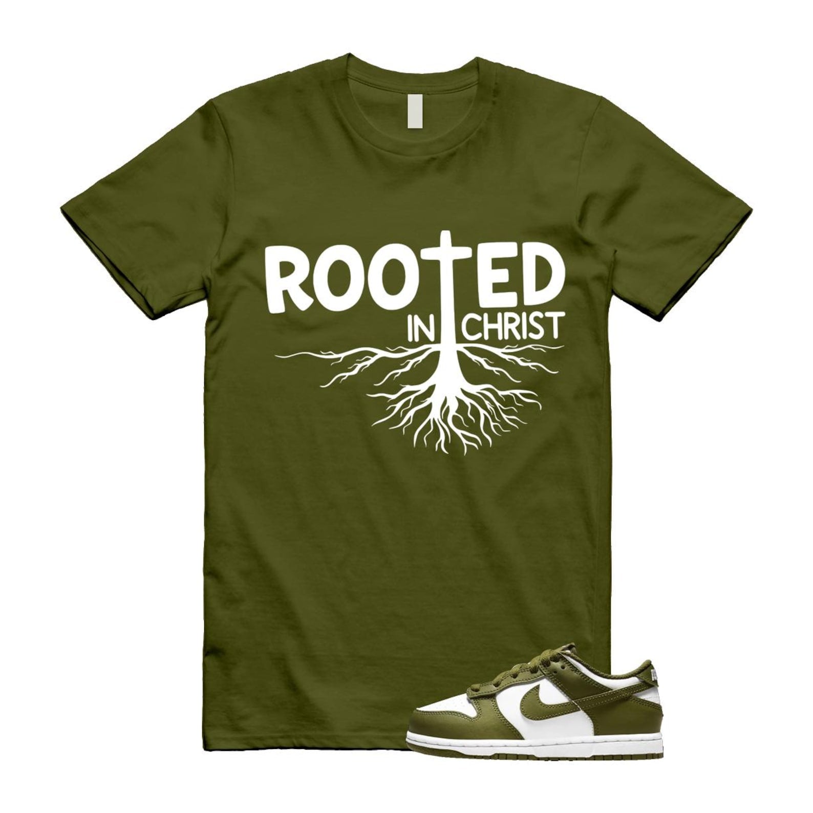 Dunk Pacific Moss White Low Retro T Shirt Match ROOTED ,DV0833-105 T-Shirt, Sneaker Match Tee