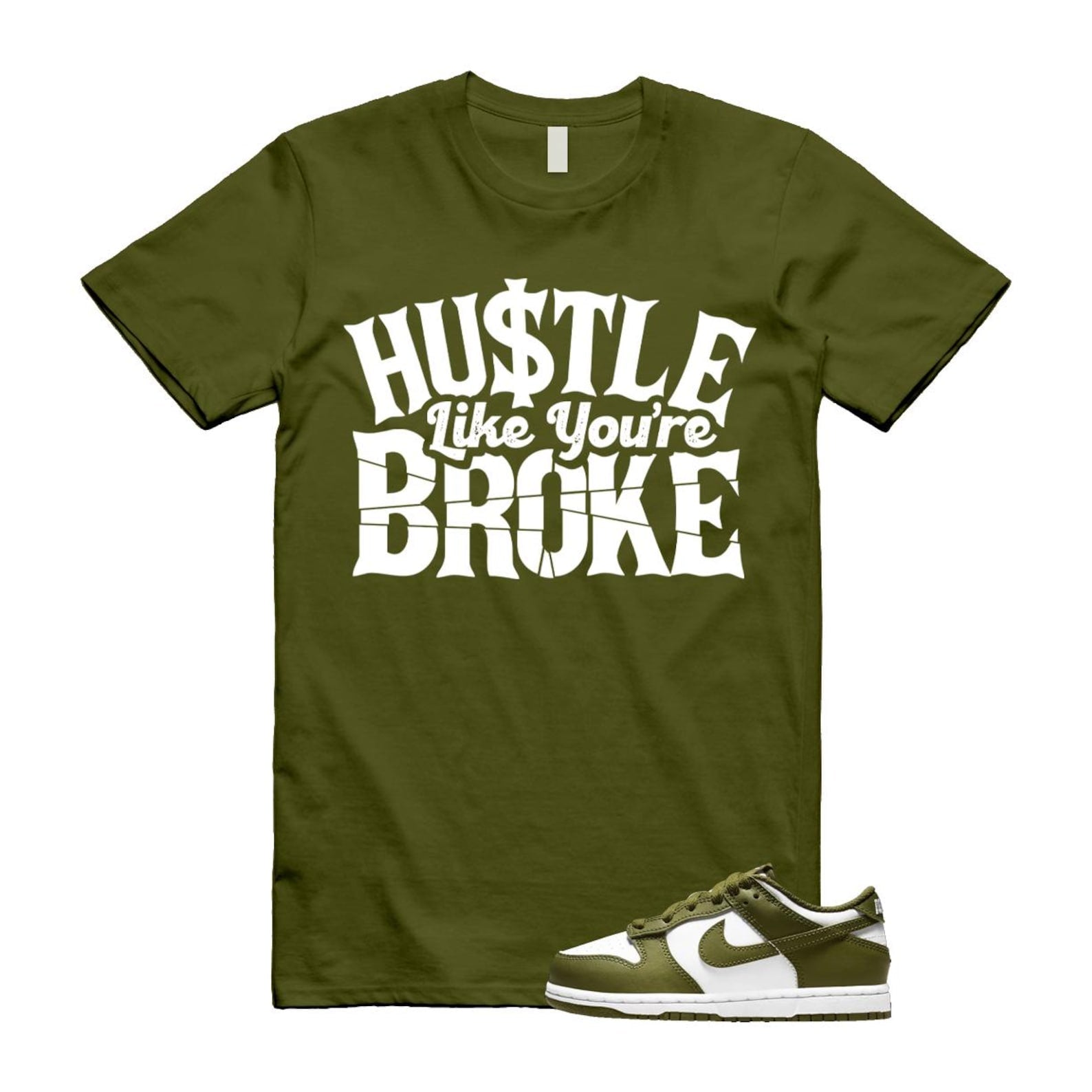 Dunk Pacific Moss White Low Retro T Shirt Match BROKE ,DV0833-105 T-Shirt, Sneaker Match Tee