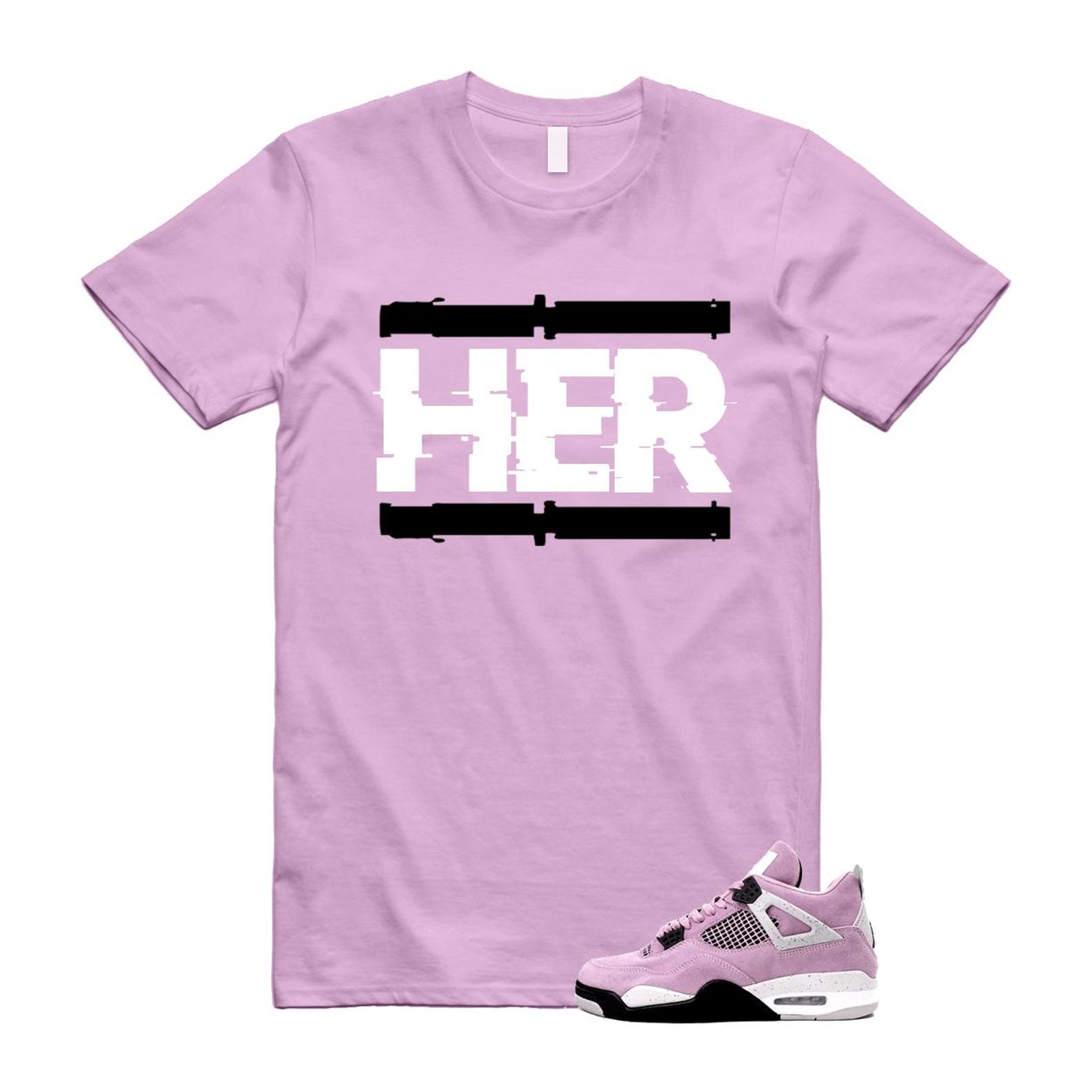 4 Orchid Neutral Grey Black White T Shirt Match HER ,AQ9129-501 T-Shirt, Sneaker Match Tee