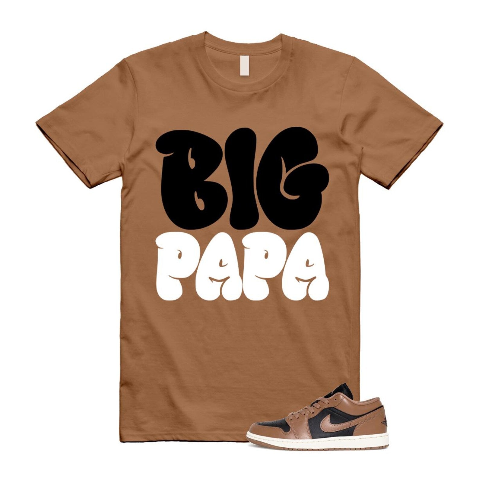 1 Archaeo Brown Black Sail Low White T Shirt Match PAPA ,DC0774-021 T-Shirt, Sneaker Match Tee