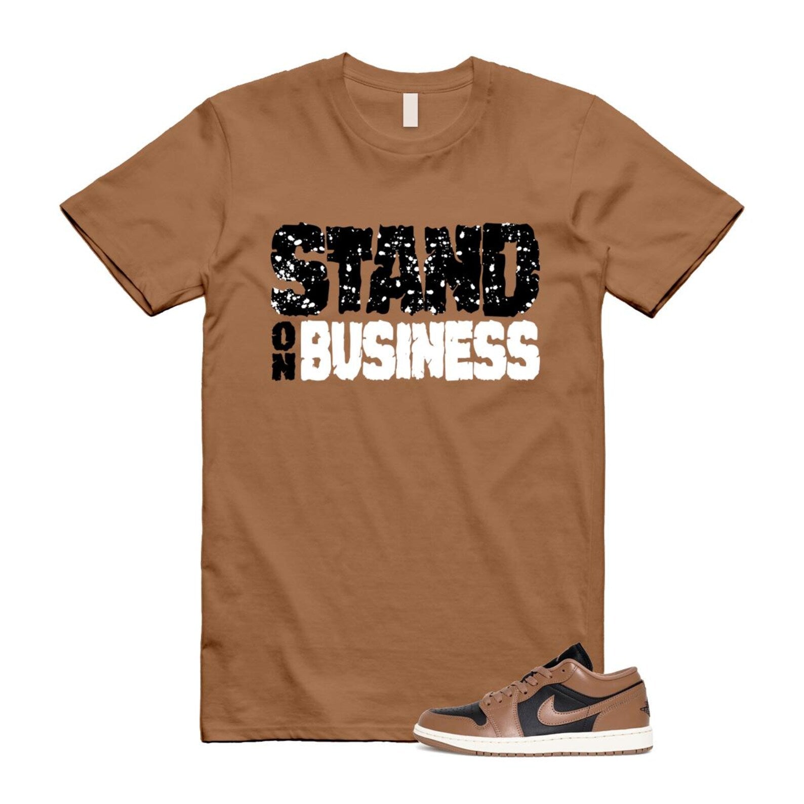 1 Archaeo Brown Black Sail Low White T Shirt Match Stand On Business ,DC0774-021 T-Shirt, Sneaker Match Tee