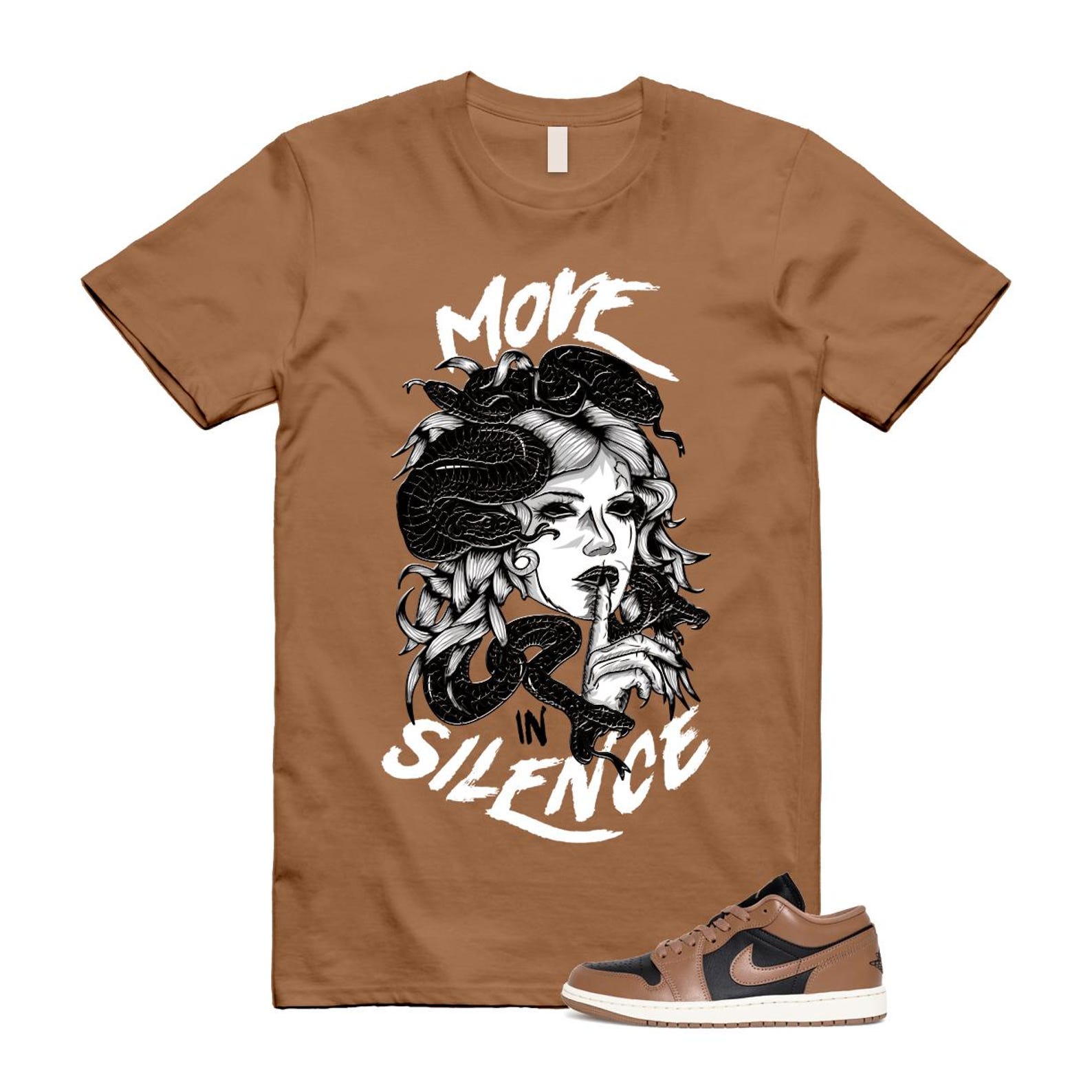 1 Archaeo Brown Black Sail Low White T Shirt Match MIS ,DC0774-021 T-Shirt, Sneaker Match Tee