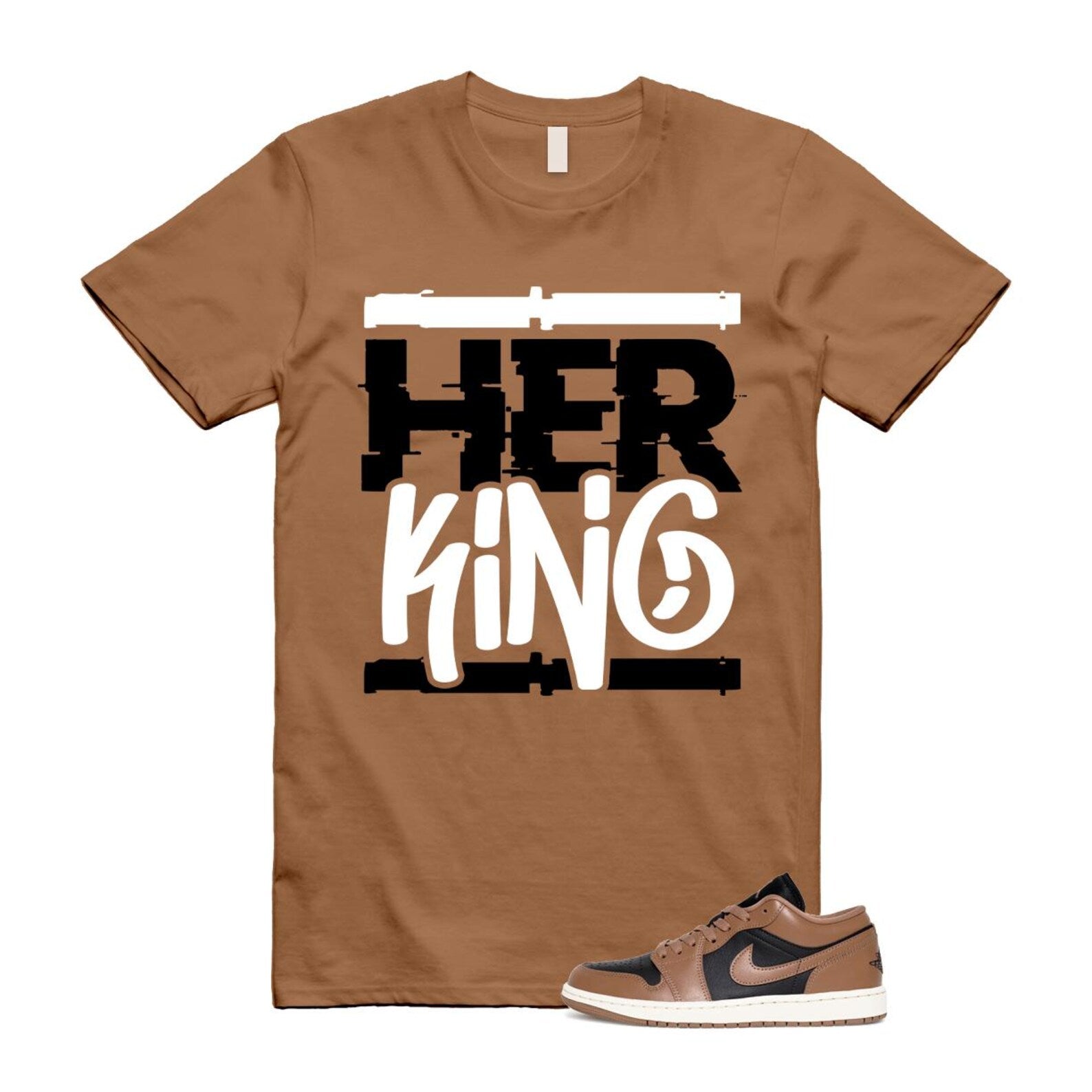 1 Archaeo Brown Black Sail Low White T Shirt Match HK ,DC0774-021 T-Shirt, Sneaker Match Tee