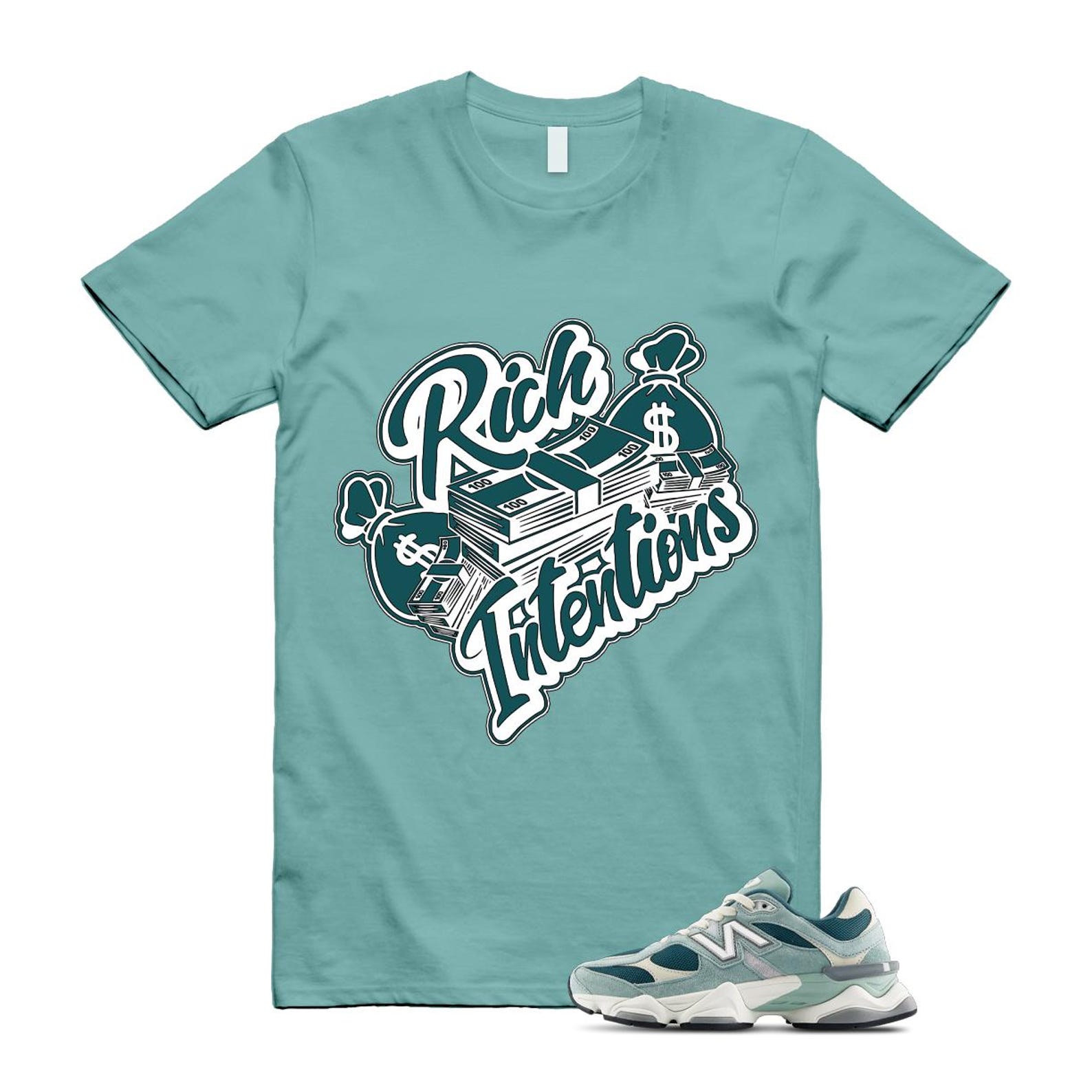 9060 Salt Marsh Green Cream Turtledove New Spruce T Shirt Match RICH ,U9060FG T-Shirt, Sneaker Match Tee