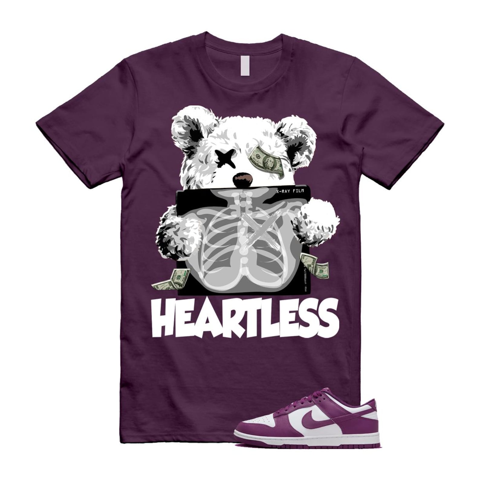Dunk Viotech White Low Purple T Shirt Match HEART ,DV0833-107 T-Shirt, Sneaker Match Tee
