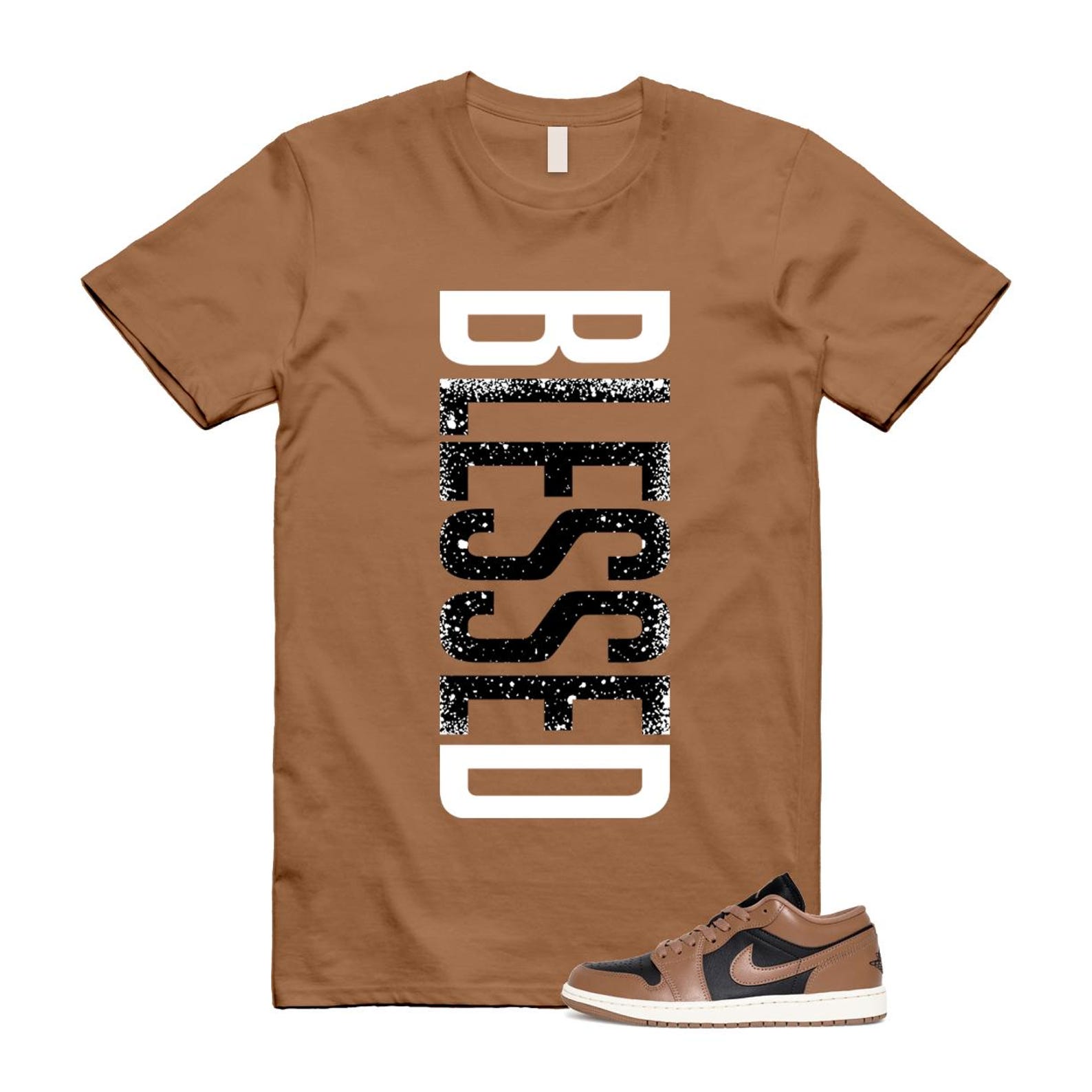 1 Archaeo Brown Black Sail Low White T Shirt Match VERTBLS ,DC0774-021 T-Shirt, Sneaker Match Tee