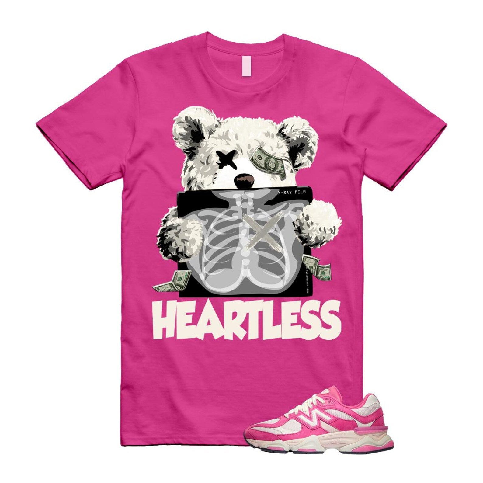 9060 Fuchsia Pink Strawberries and Cream T Shirt Match HEART ,U9060FP T-Shirt, Sneaker Match Tee