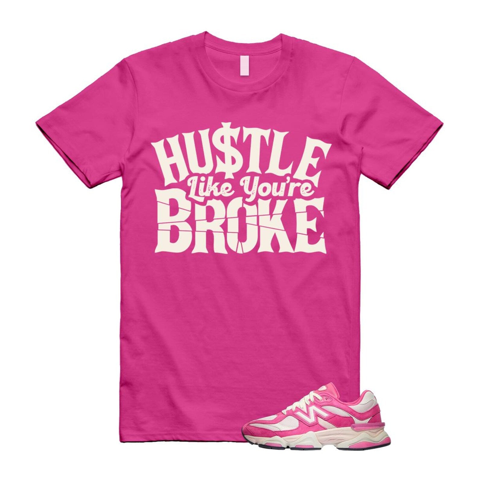 9060 Fuchsia Pink Strawberries and Cream T Shirt Match BROKE ,U9060FP T-Shirt, Sneaker Match Tee