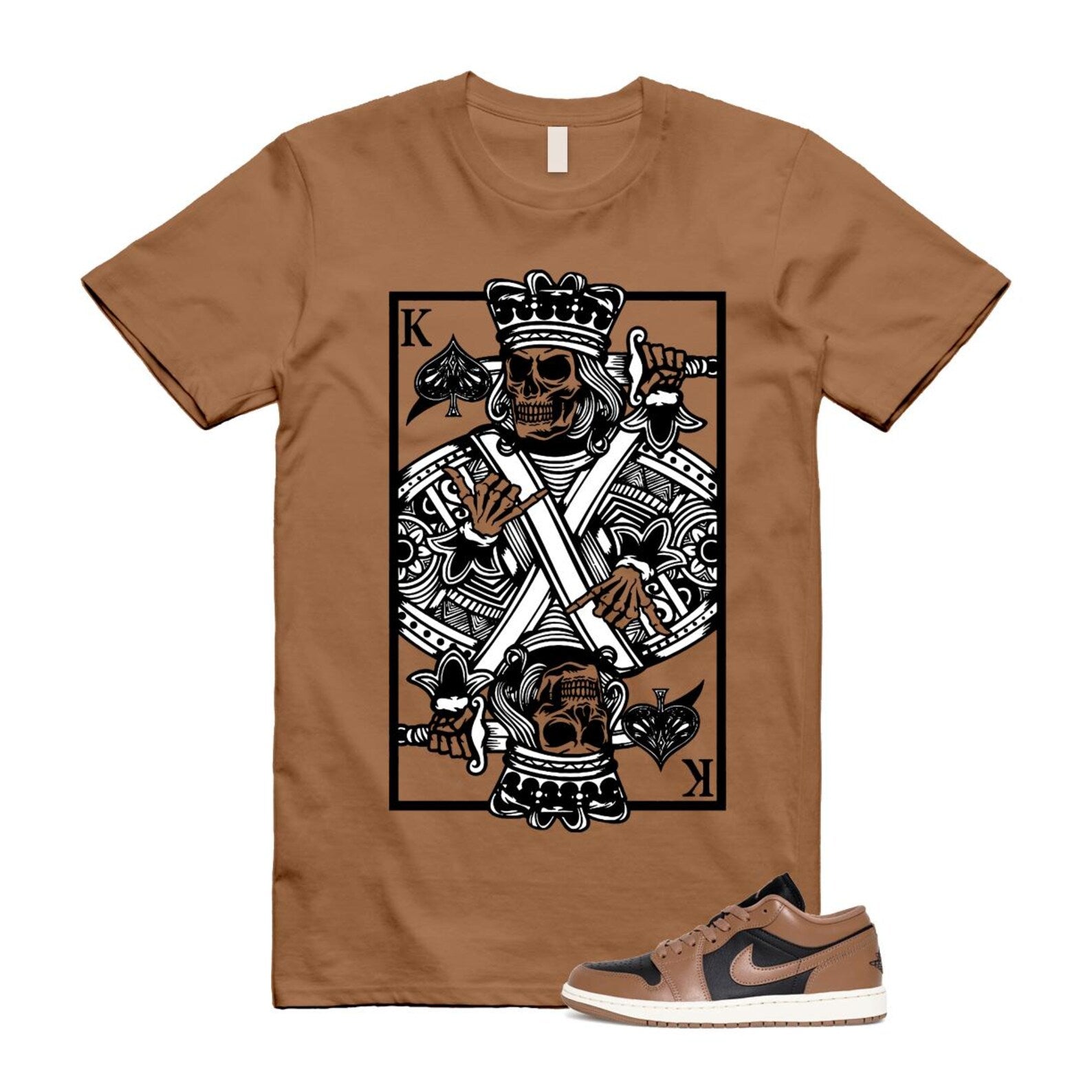 1 Archaeo Brown Black Sail Low White T Shirt Match KC ,DC0774-021 T-Shirt, Sneaker Match Tee