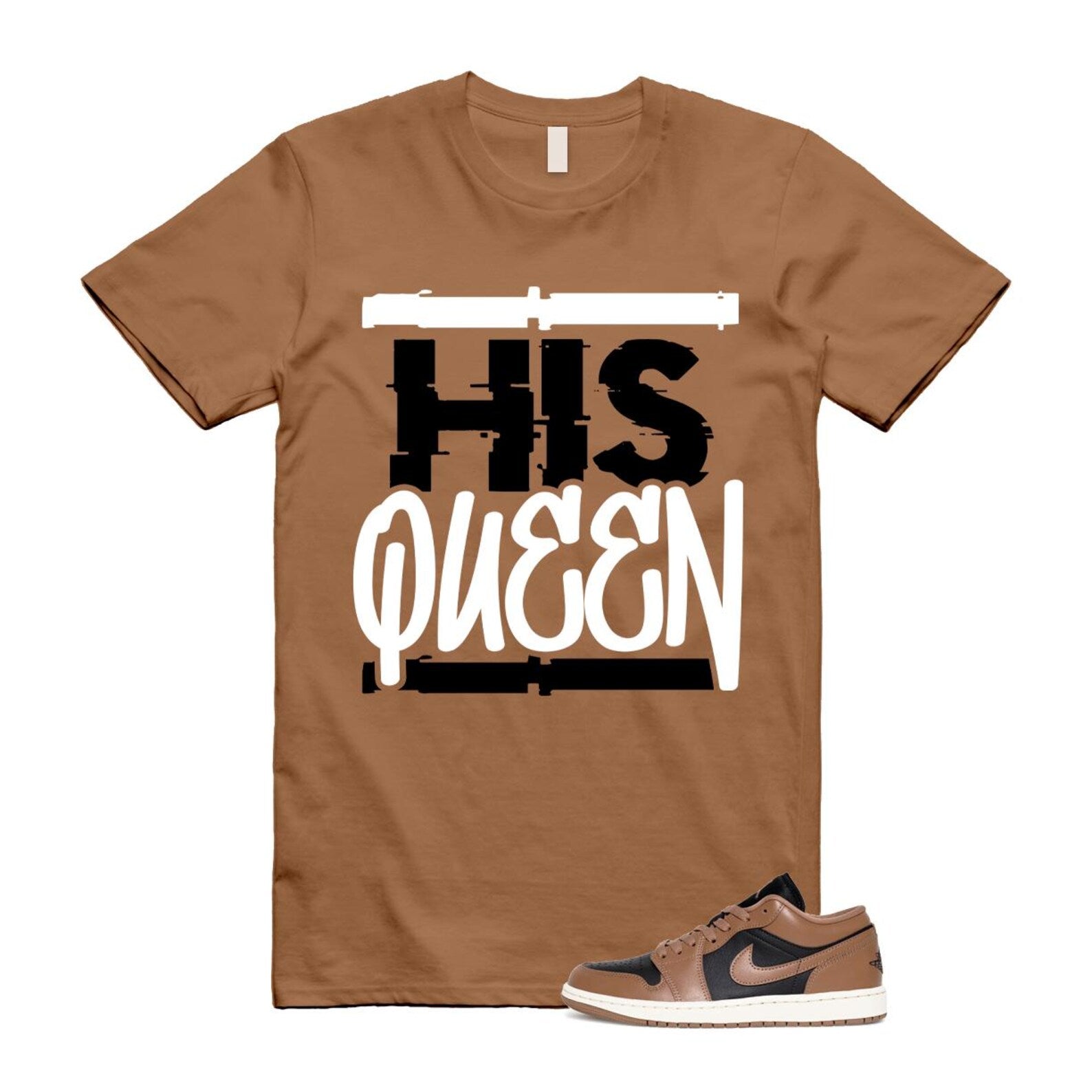 1 Archaeo Brown Black Sail Low White T Shirt Match HQ ,DC0774-021 T-Shirt, Sneaker Match Tee