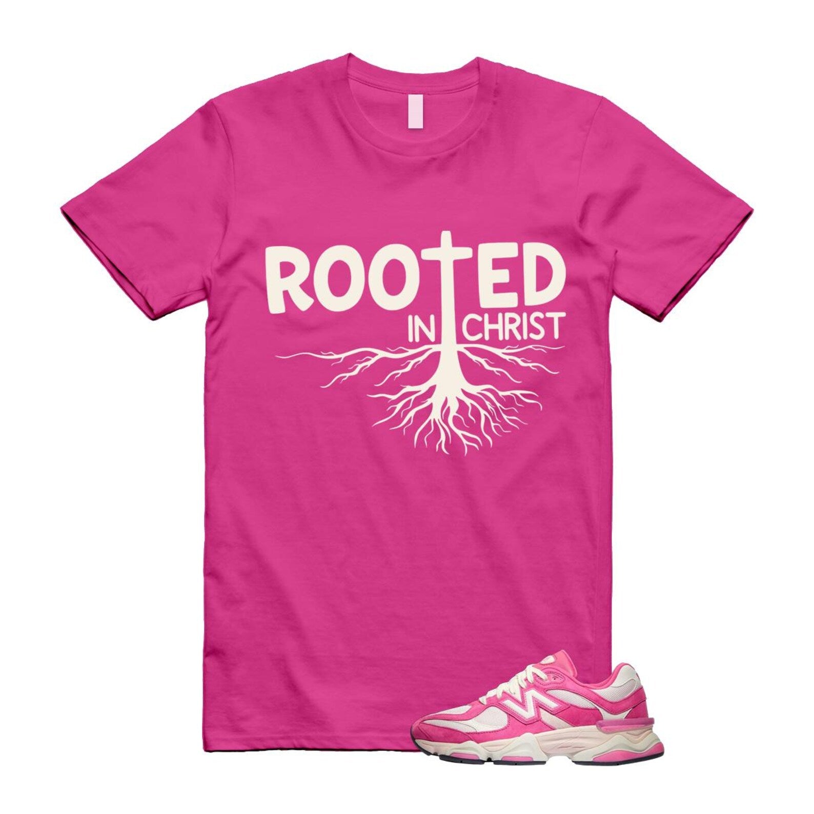9060 Fuchsia Pink Strawberries and Cream T Shirt Match ROOTED ,U9060FP T-Shirt, Sneaker Match Tee
